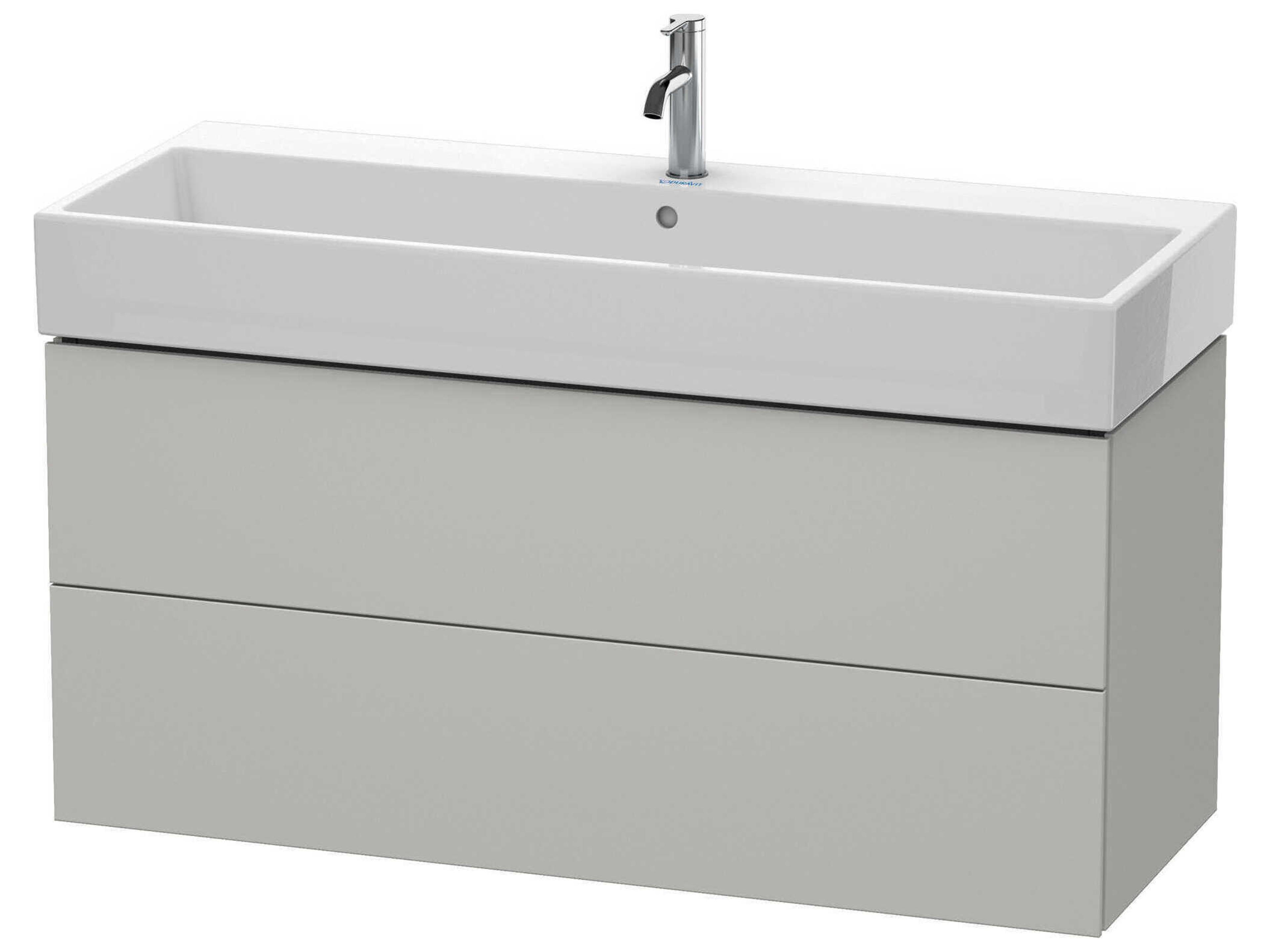 L-cube 47'' Two Drawer Concrete Gray Matt Wall-Mounted Vanity Unit