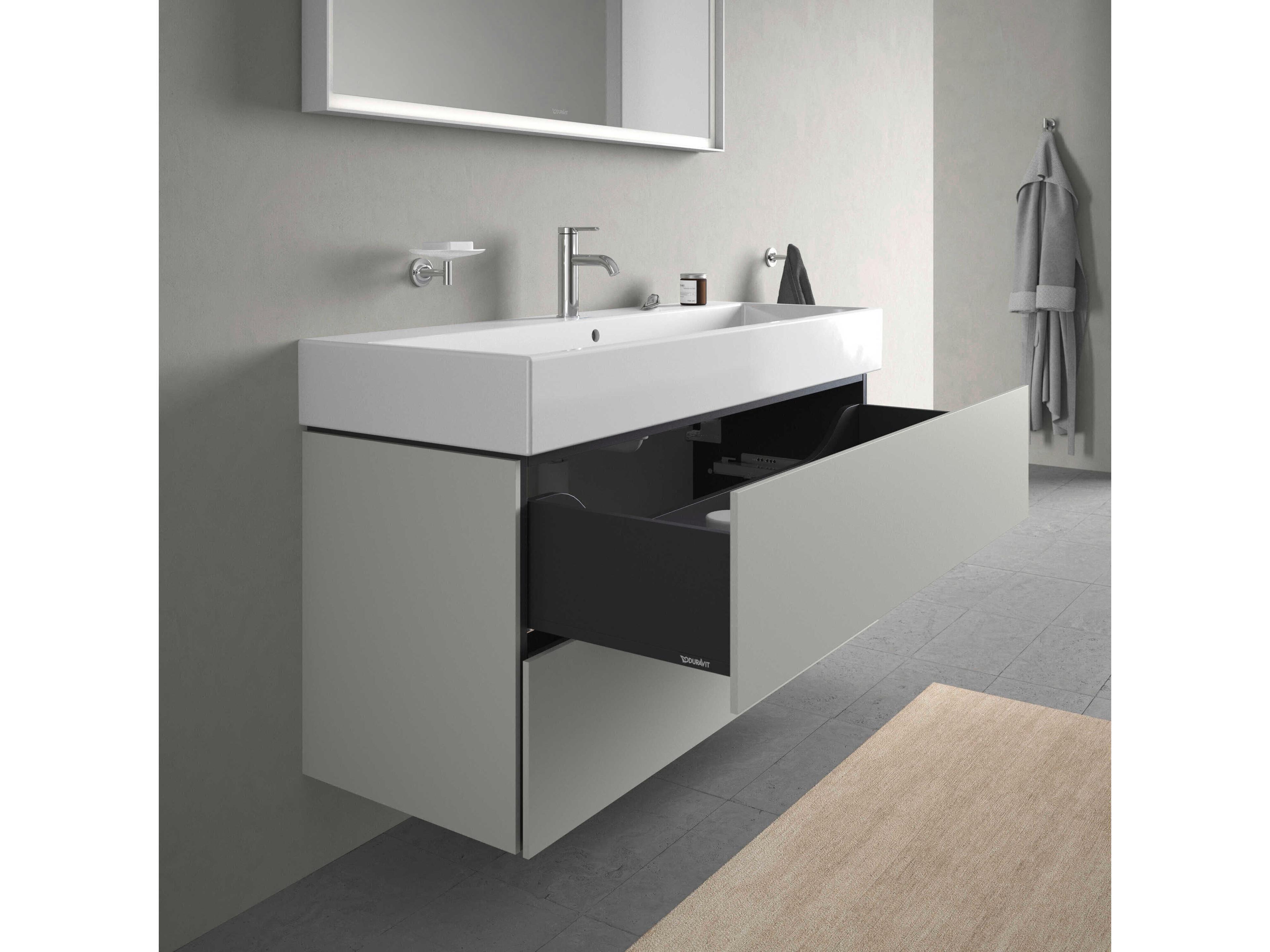 Duravit L-cube 47'' Two Drawer Concrete Gray Matt Wall-Mounted Vanity Unit