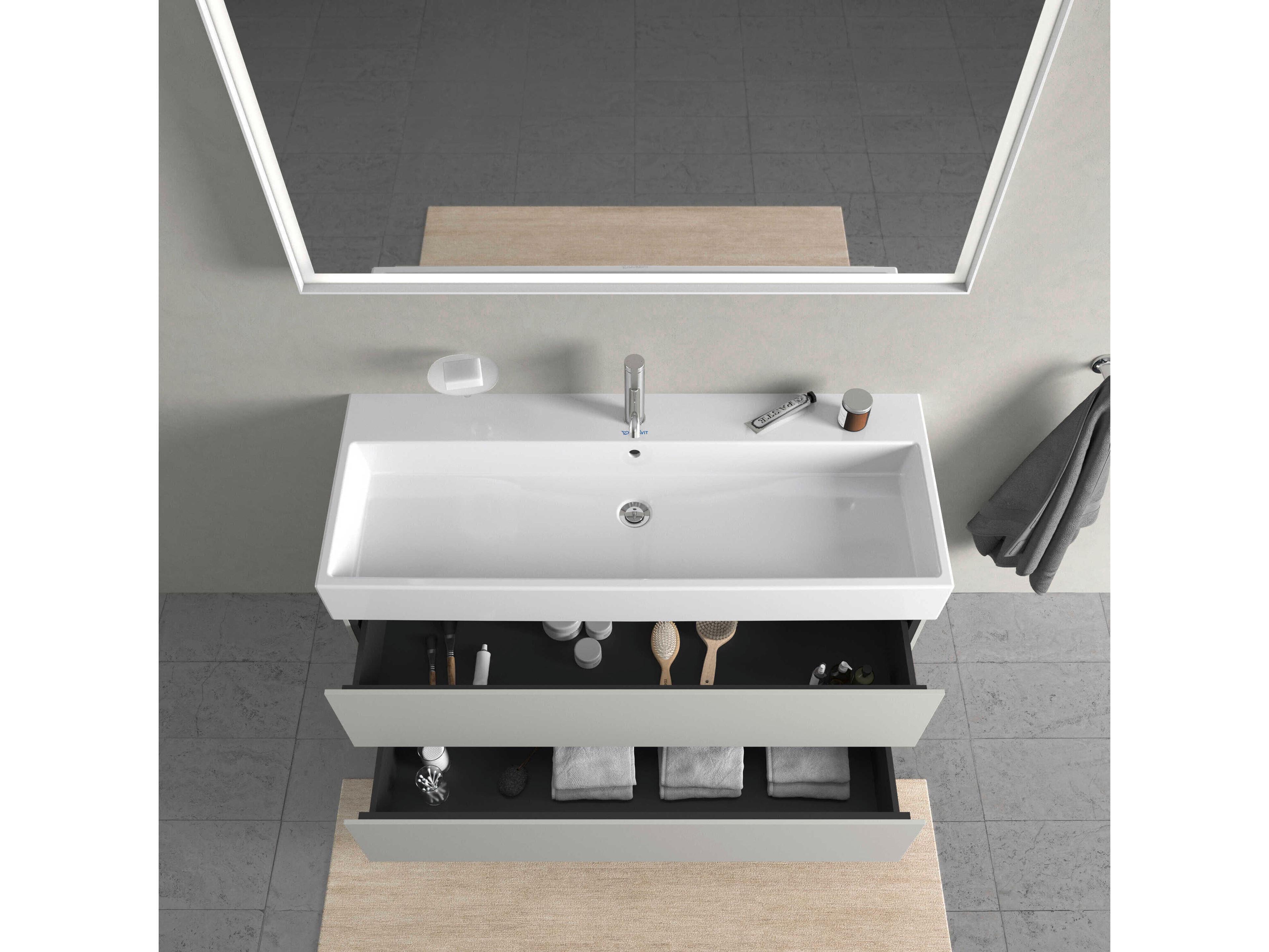 Duravit L-cube 47'' Two Drawer Concrete Gray Matt Wall-Mounted Vanity Unit