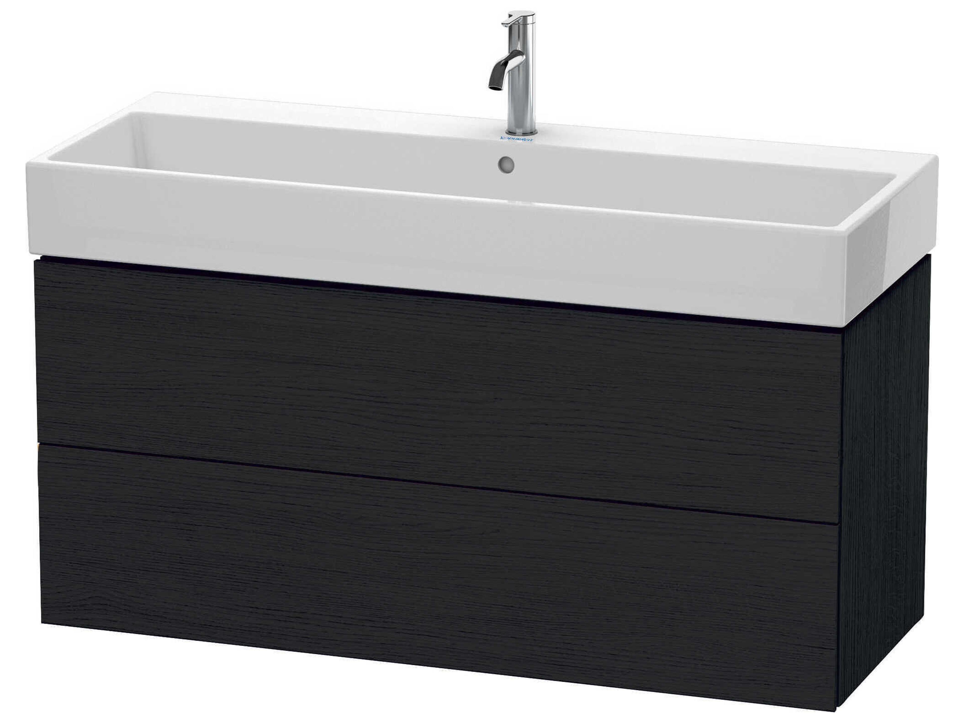 L-cube 47'' Two Drawer Black Oak Matt Wall-Mounted Vanity Unit