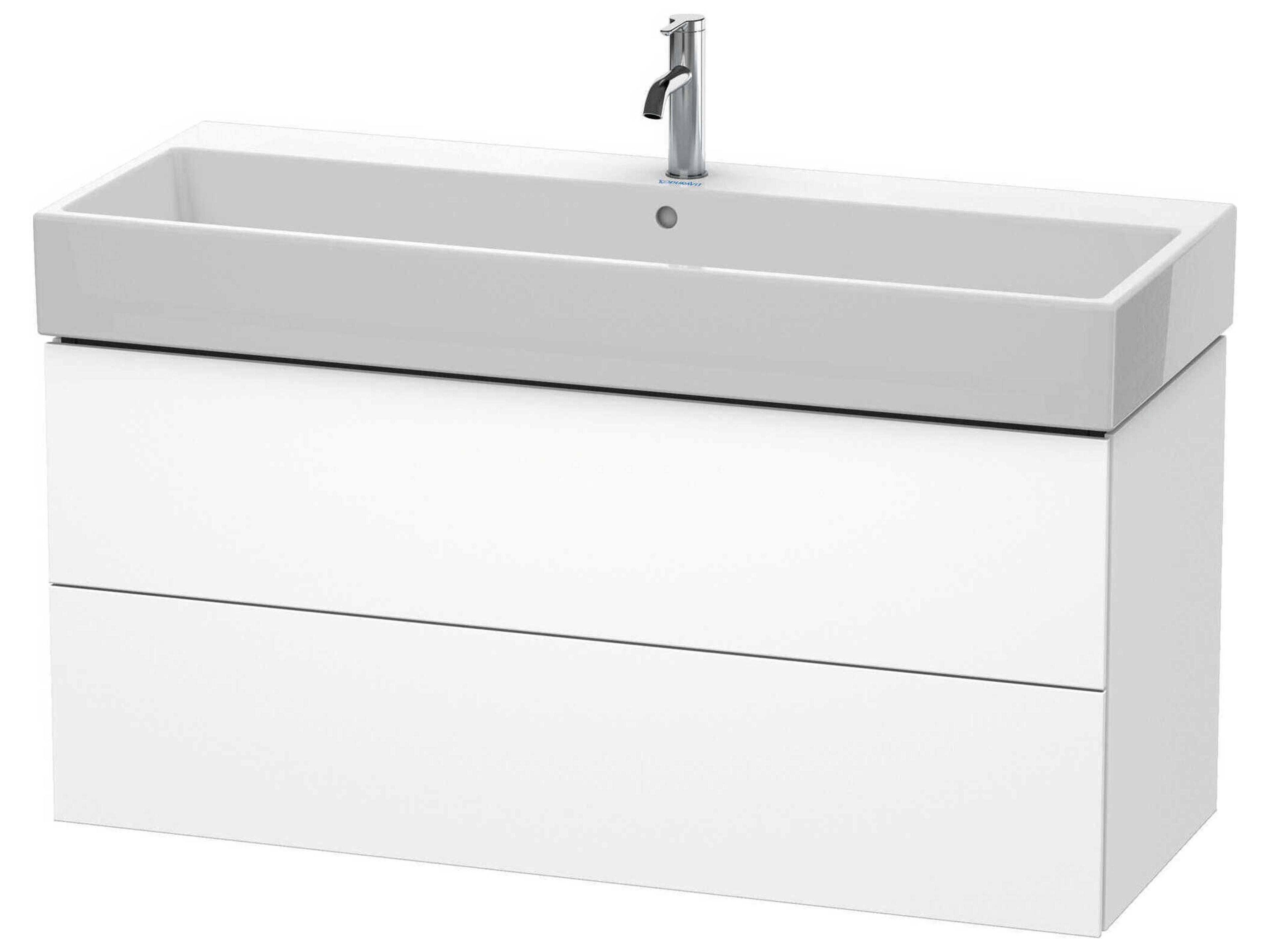 L-cube 47'' Two Drawer White Matt Wall-Mounted Vanity Unit