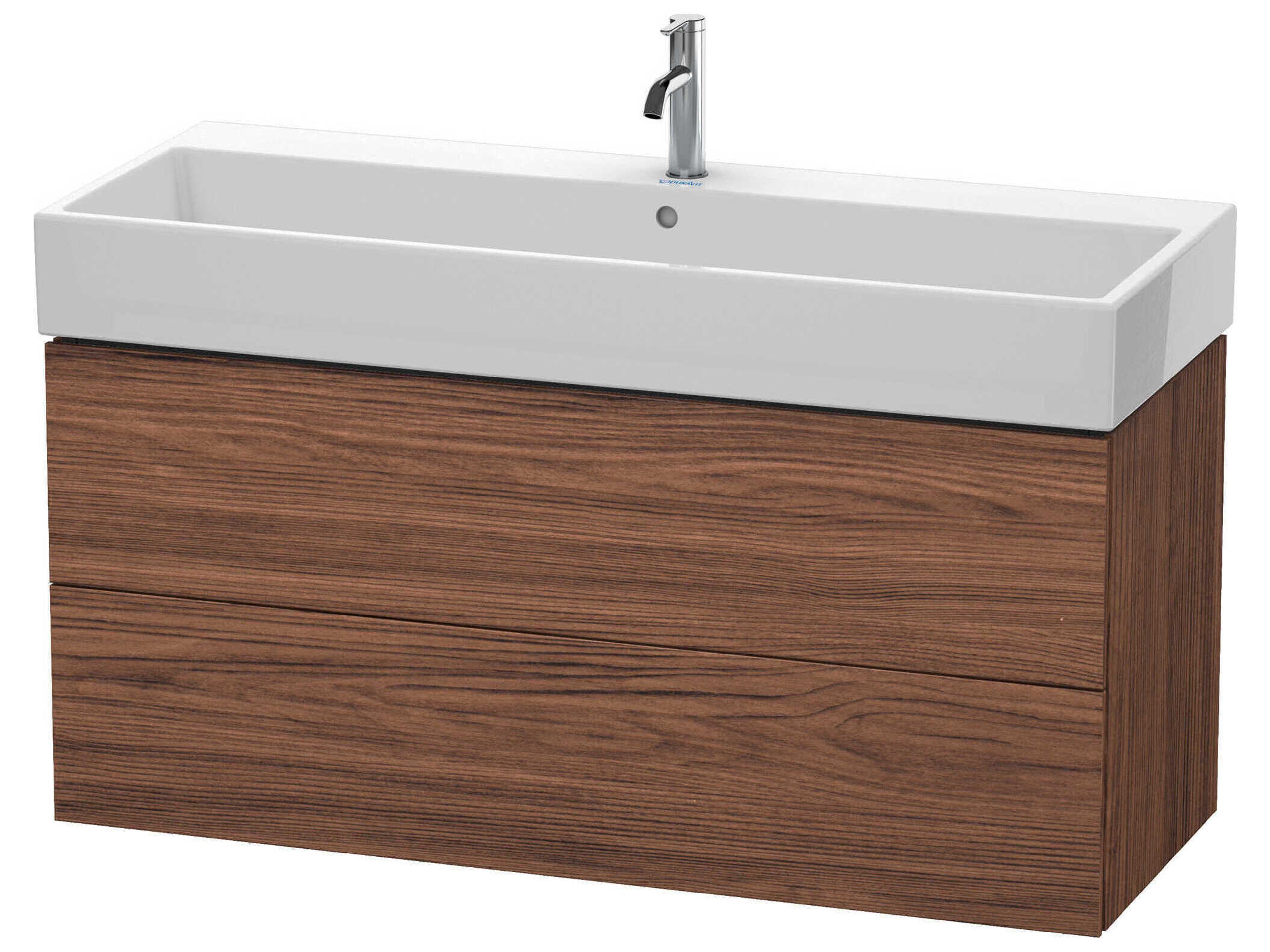 L-cube 47'' Two Drawer Walnut (Dark) Matt Wall-Mounted Vanity Unit