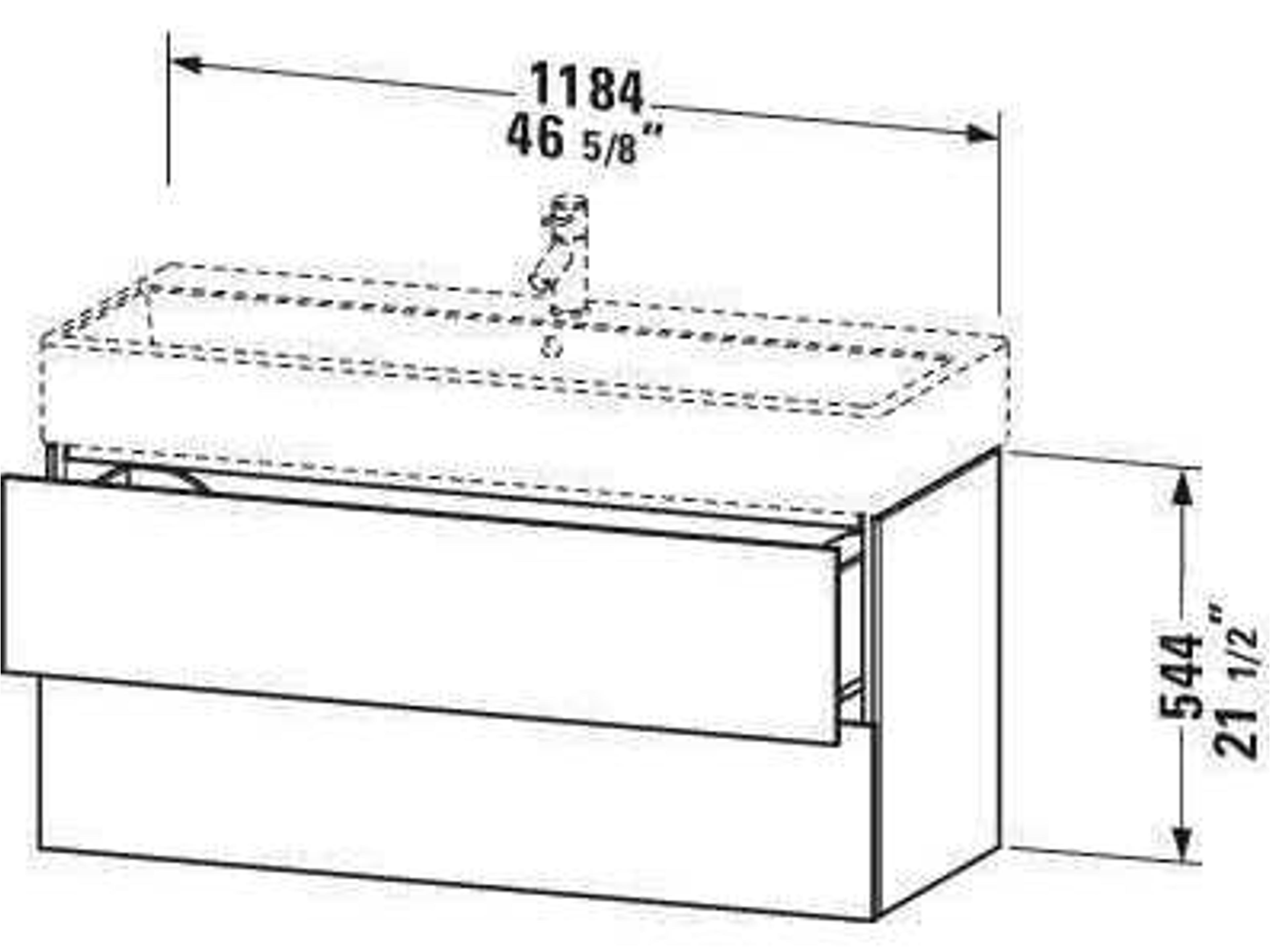 Duravit L-cube 47'' Two Drawer Walnut (Dark) Matt Wall-Mounted Vanity Unit
