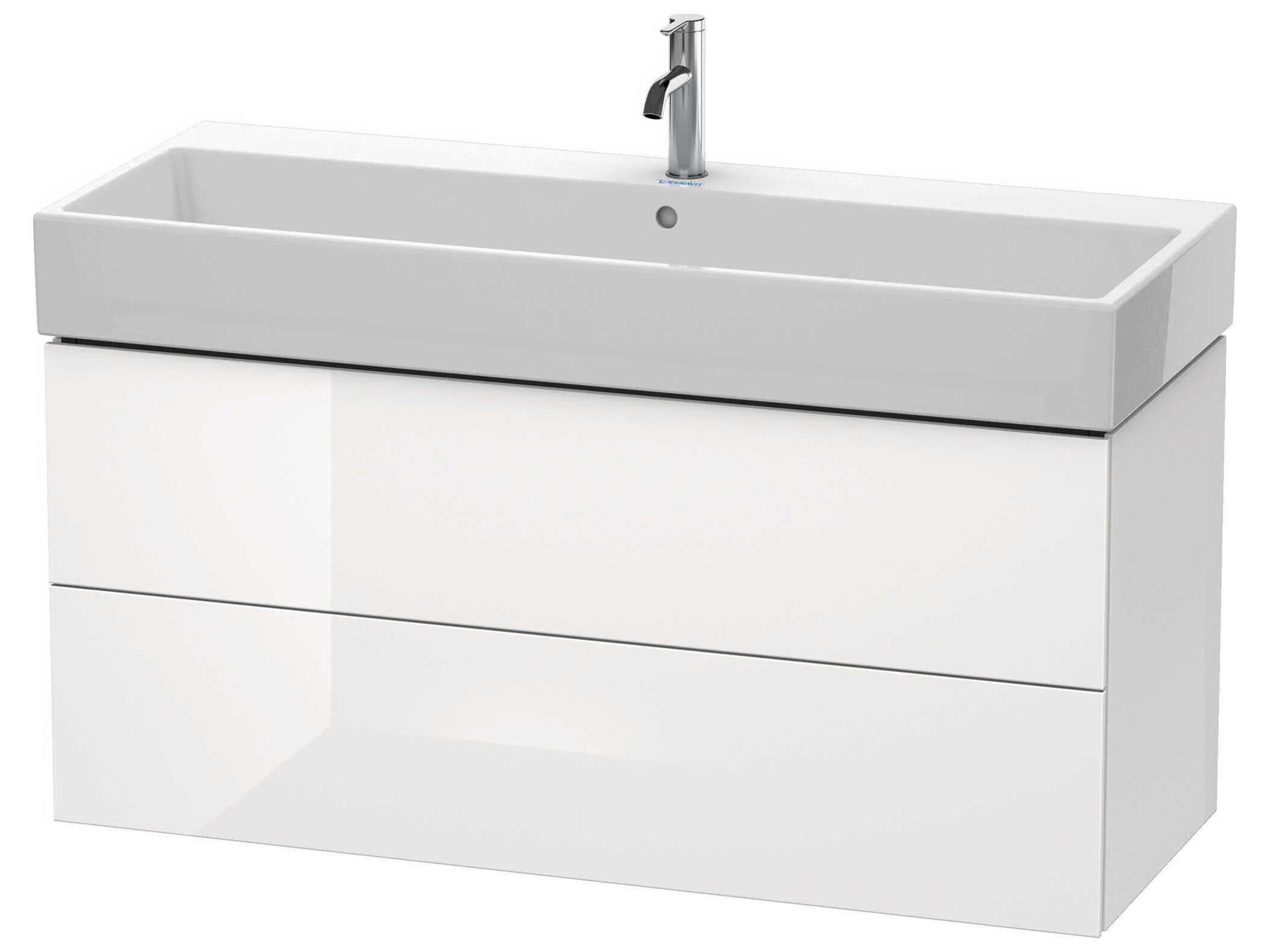 L-cube 47'' Two Drawer White High Gloss Wall-Mounted Vanity Unit