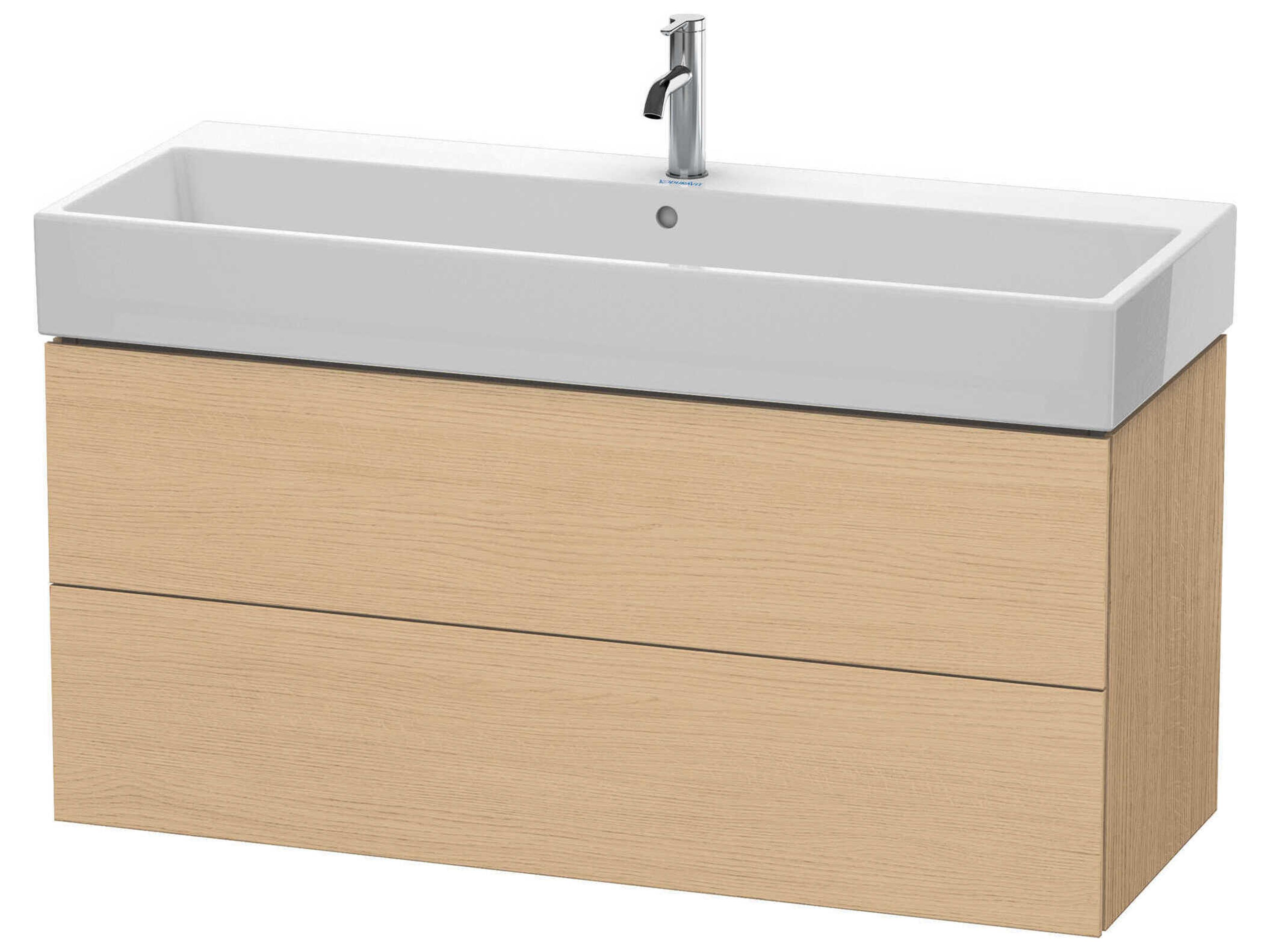 L-cube 47'' Two Drawer Natural Oak Matt Wall-Mounted Vanity Unit