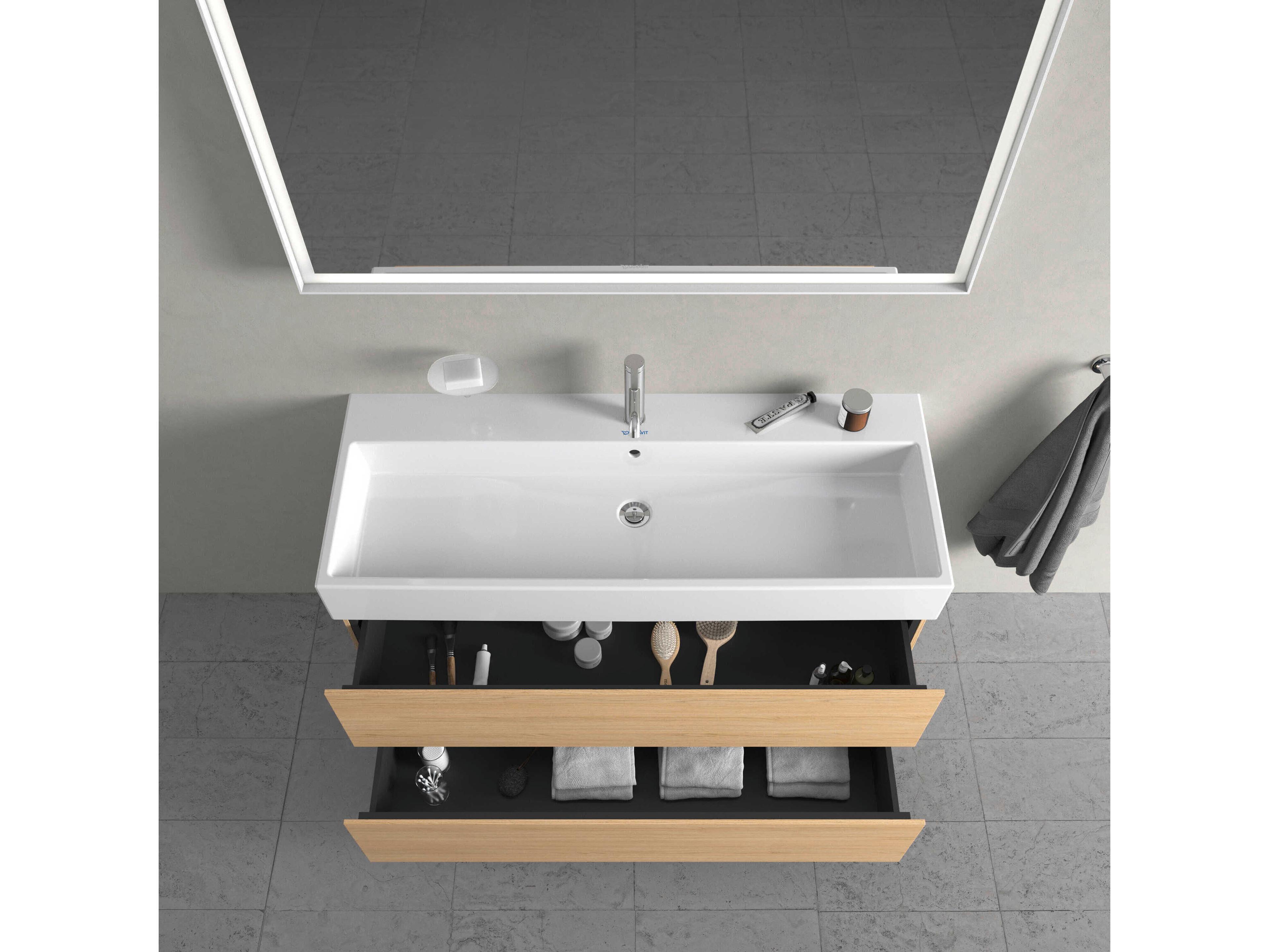Duravit L-cube 47'' Two Drawer Natural Oak Matt Wall-Mounted Vanity Unit