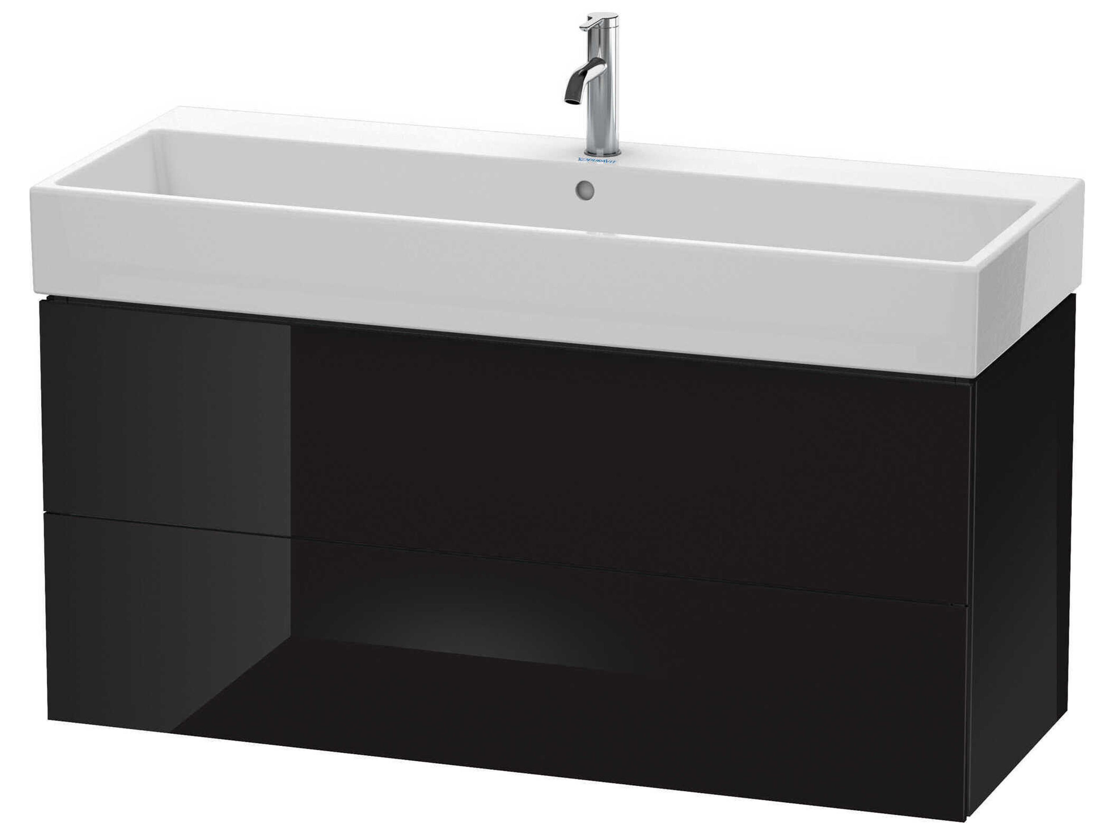 L-cube 47'' Two Drawer Black High Gloss Wall-Mounted Vanity Unit