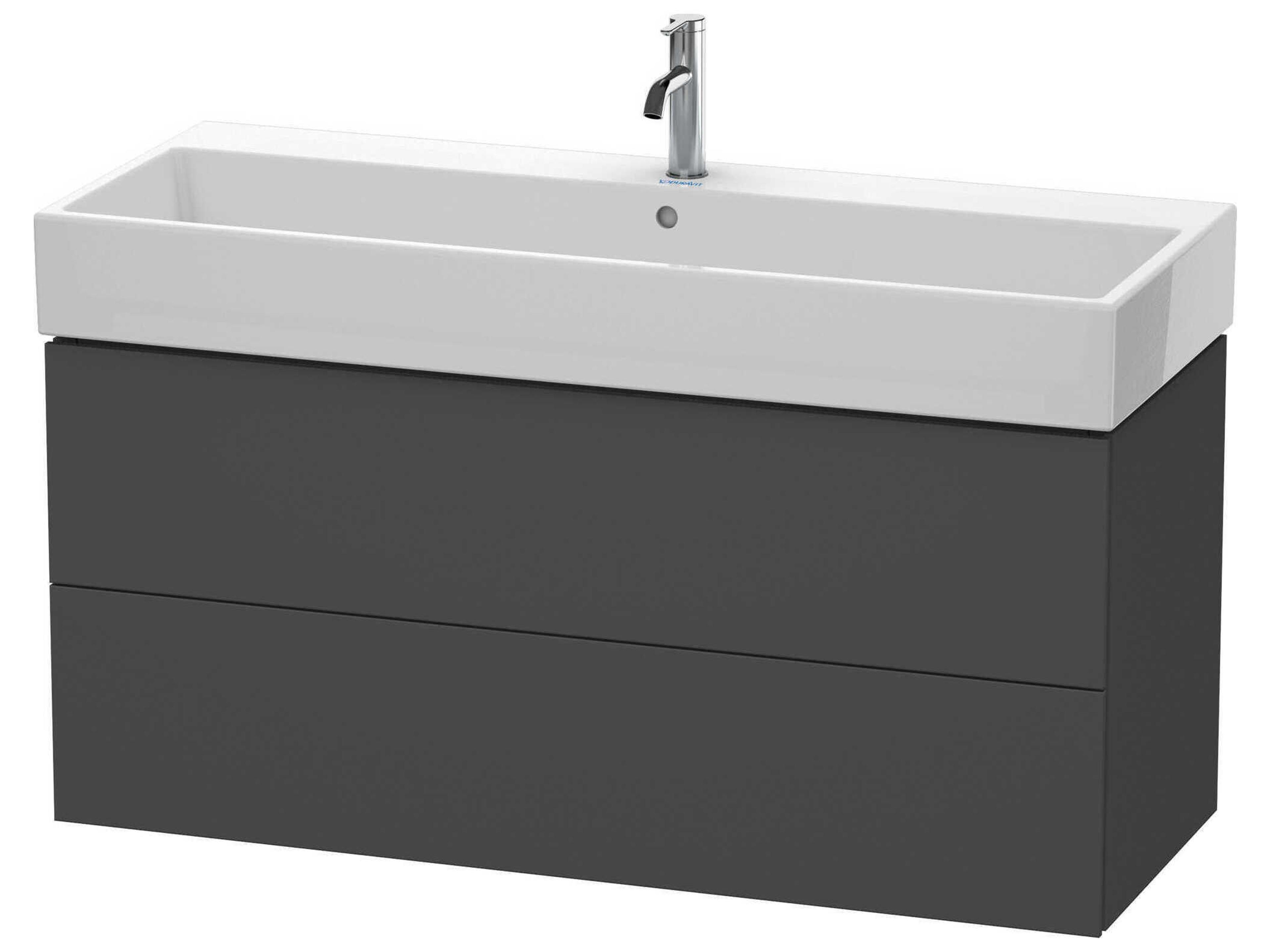 L-cube 47'' Two Drawer Graphite Matt Wall-Mounted Vanity Unit