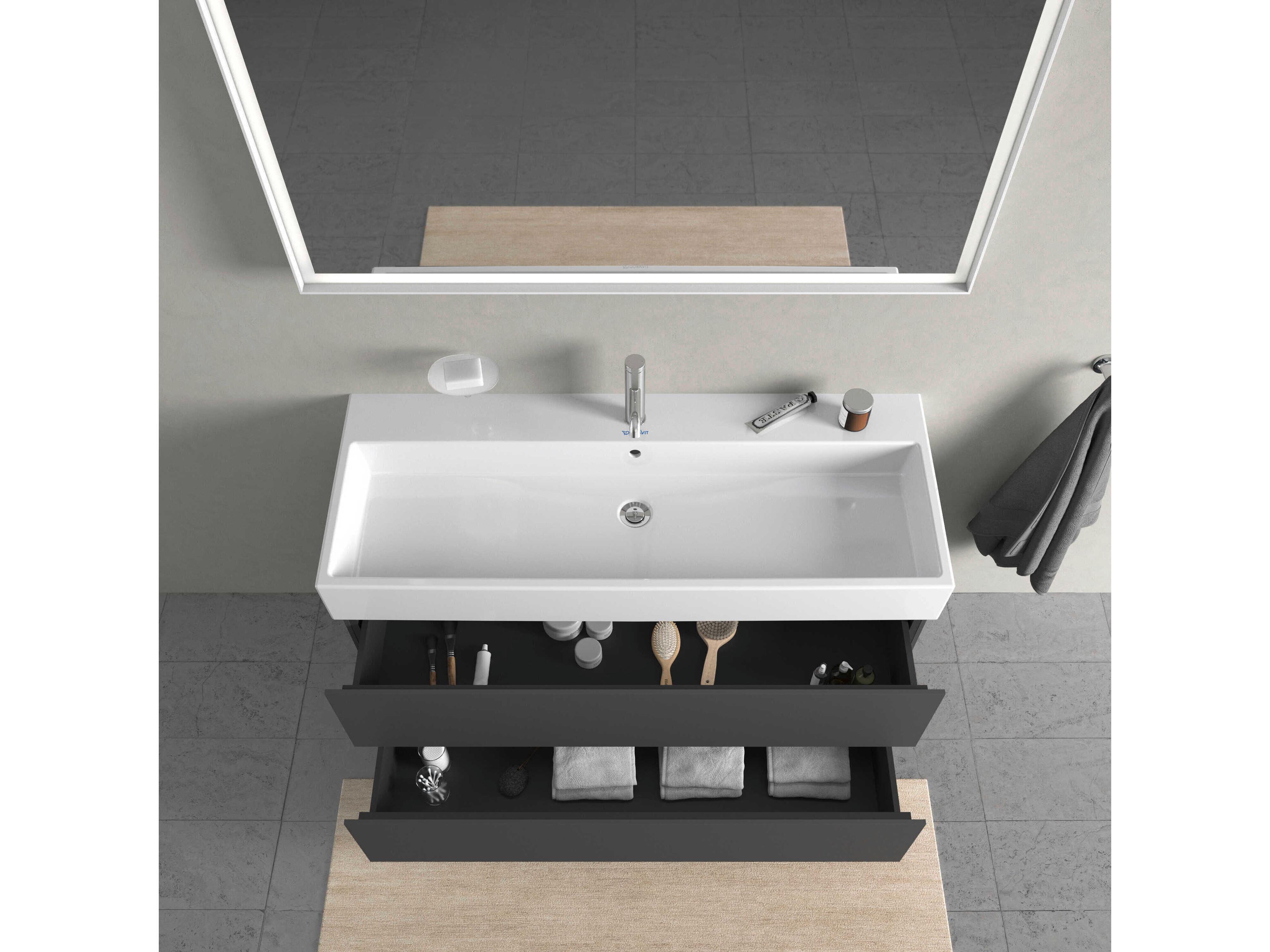 Duravit L-cube 47'' Two Drawer Graphite Matt Wall-Mounted Vanity Unit