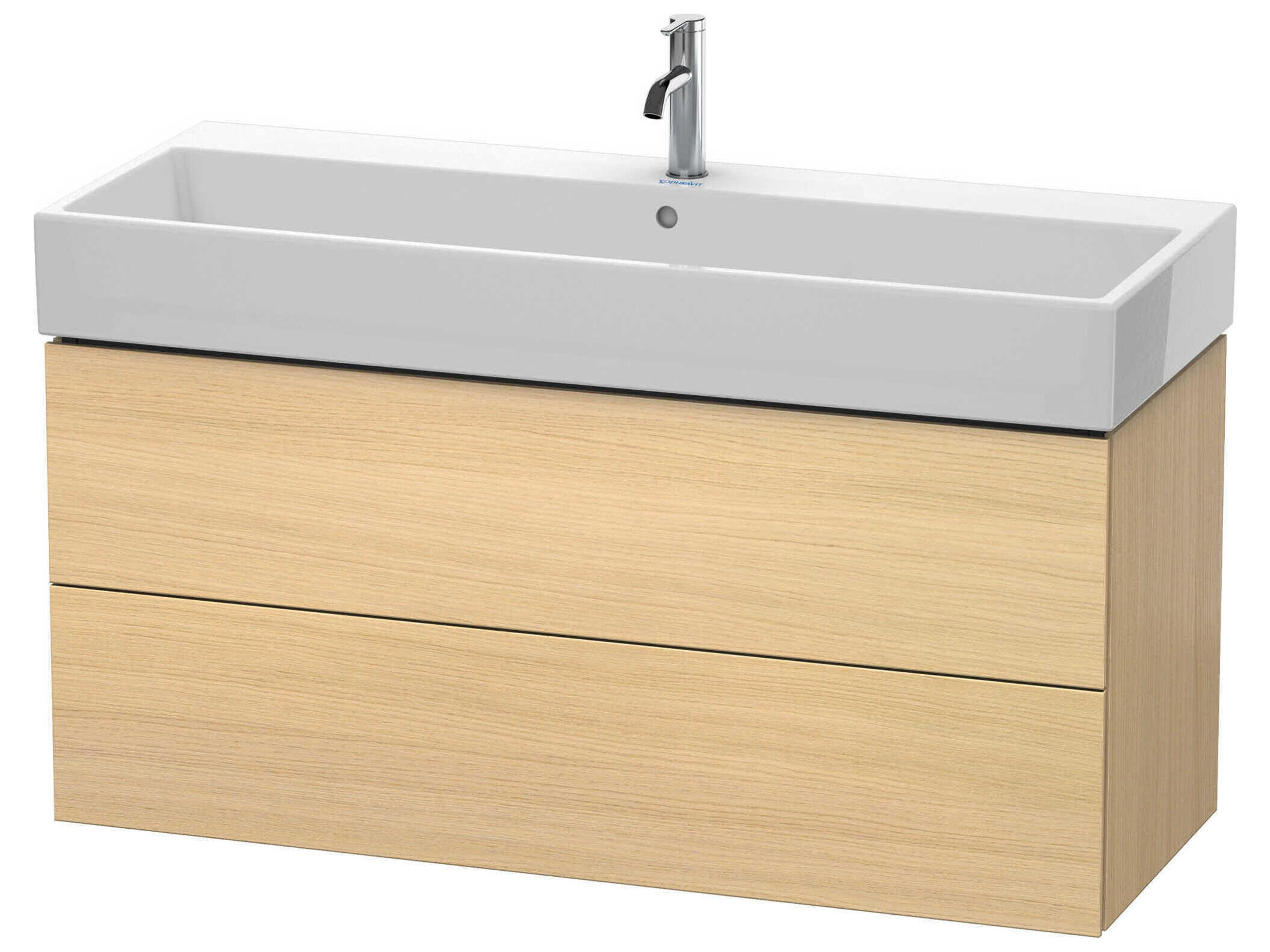 L-cube 47'' Two Drawer Mediterranean Oak Wall-Mounted Vanity Unit