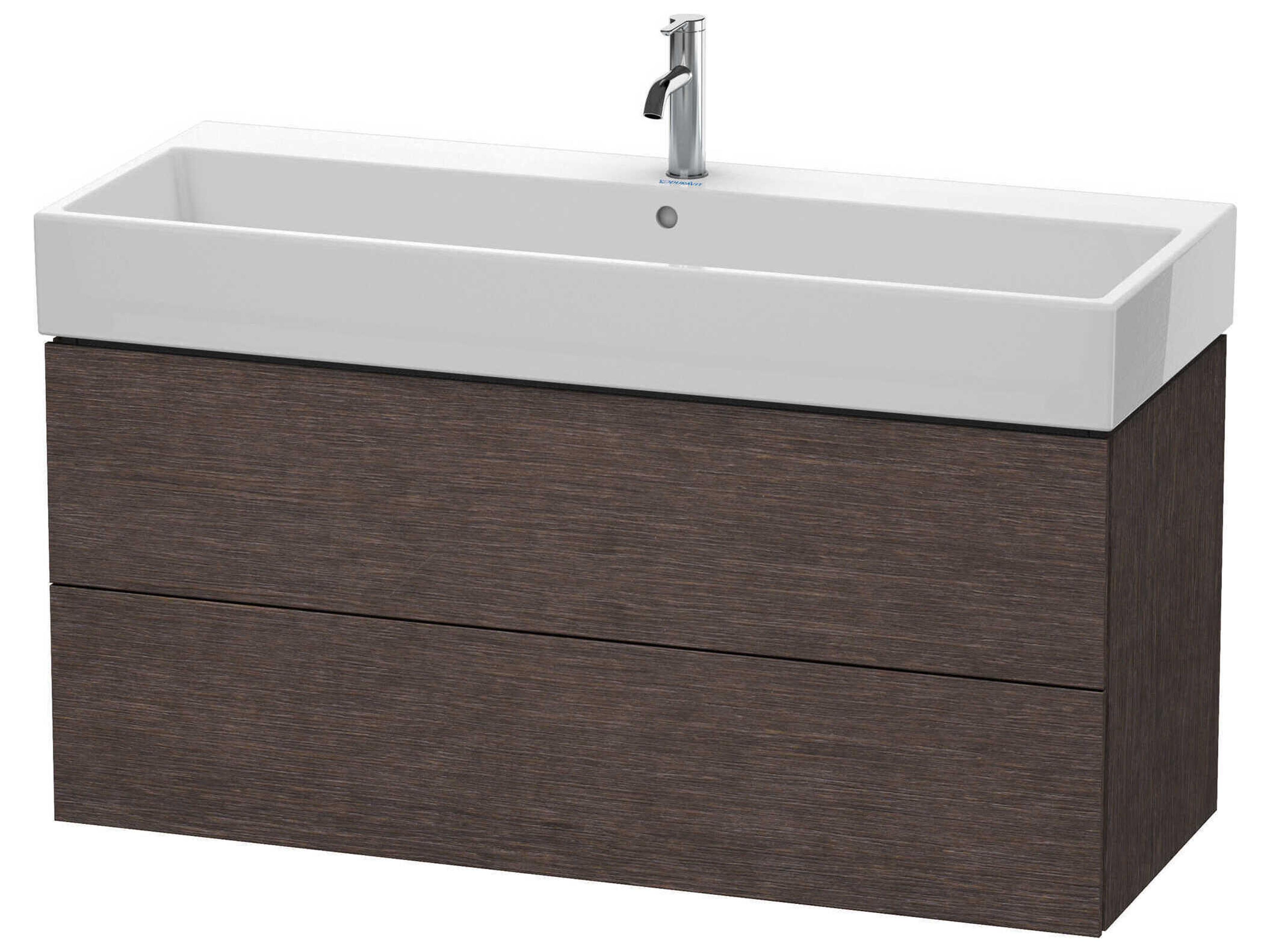 Duravit L-cube 47'' Two Drawer Dark Brushed Oak Matt Wall-Mounted Vanity Unit