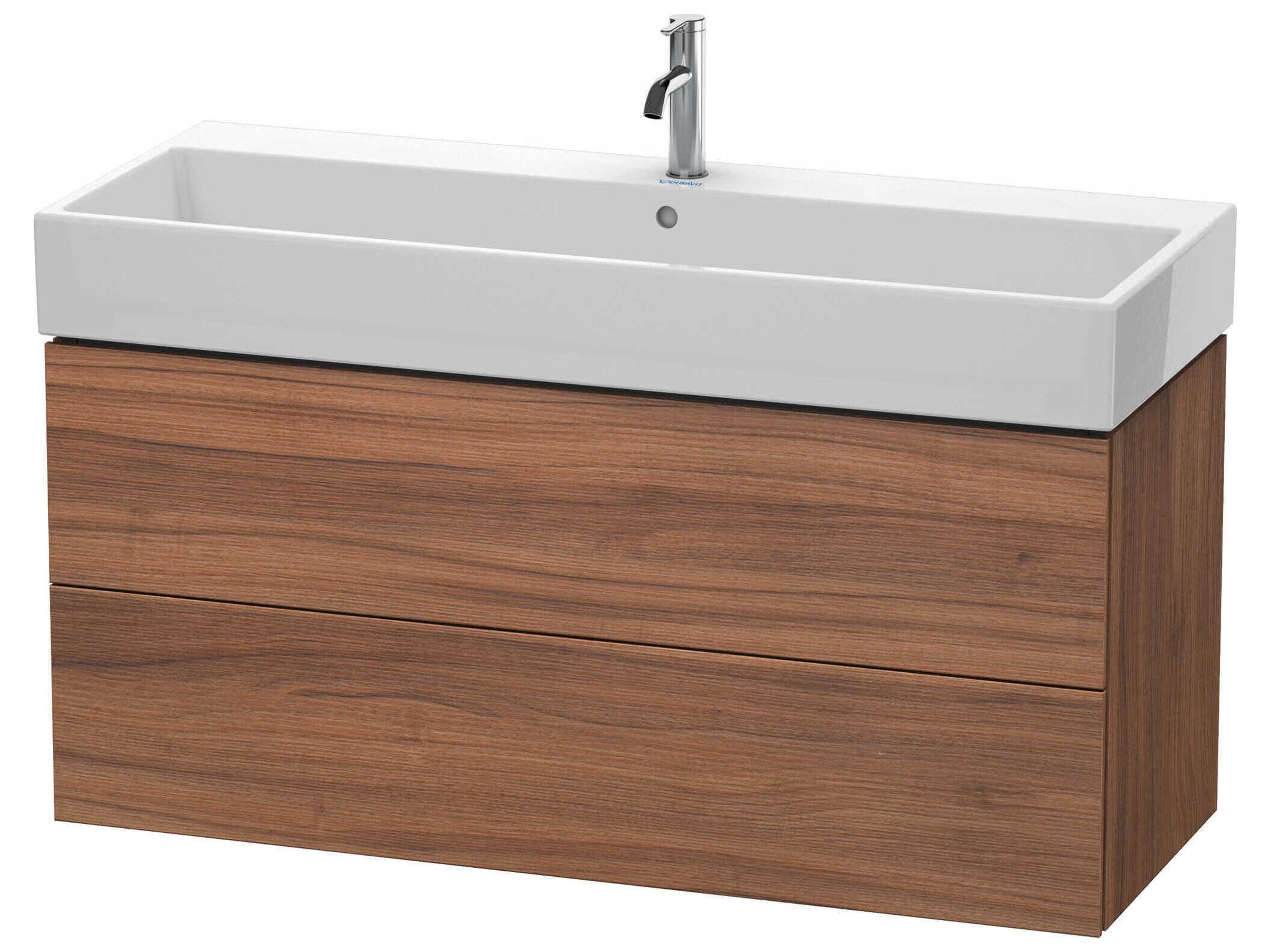 L-cube 47'' Two Drawer Walnut Matt Wall-Mounted Vanity Unit