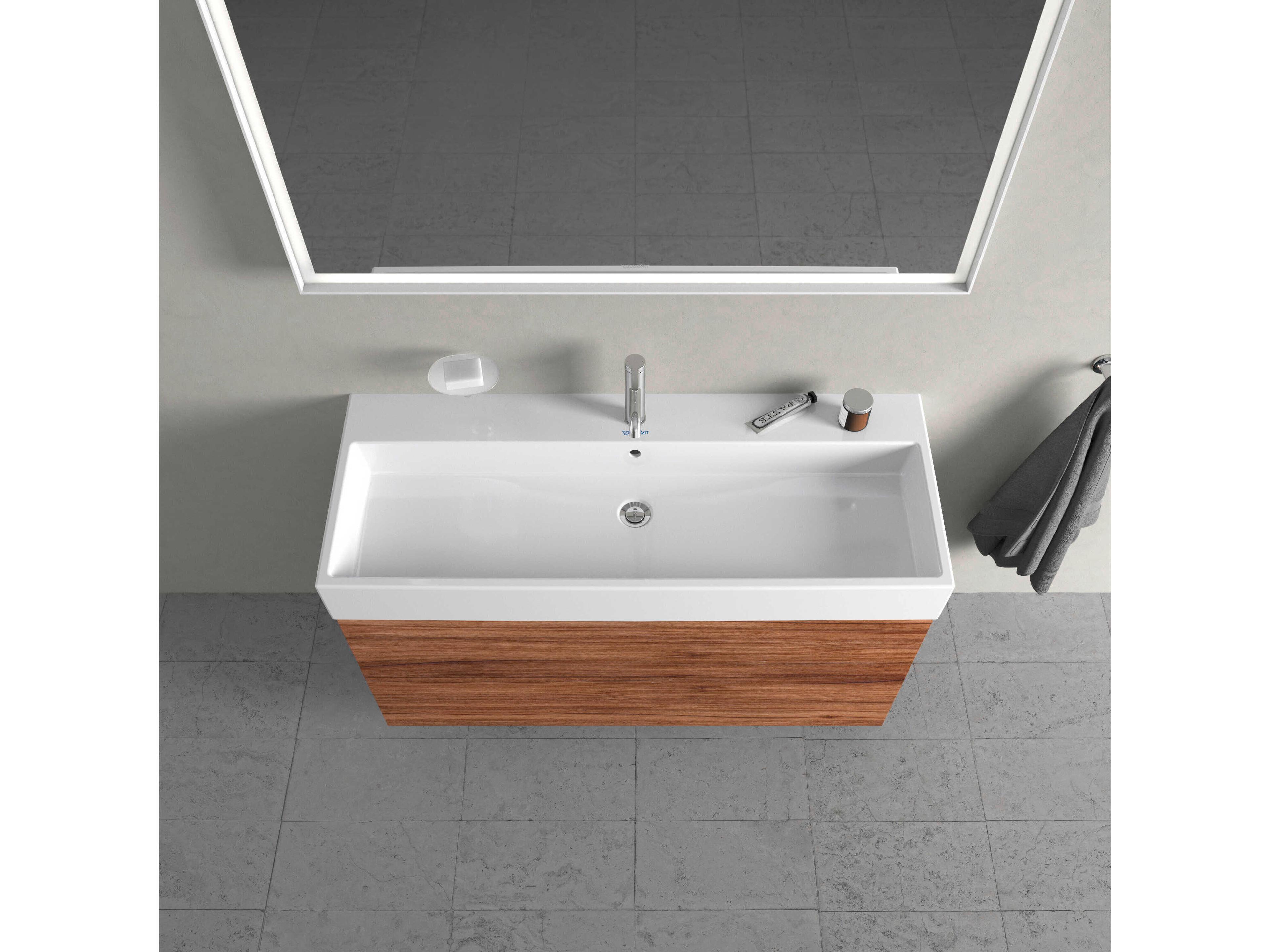 Duravit L-cube 47'' Two Drawer Walnut Matt Wall-Mounted Vanity Unit