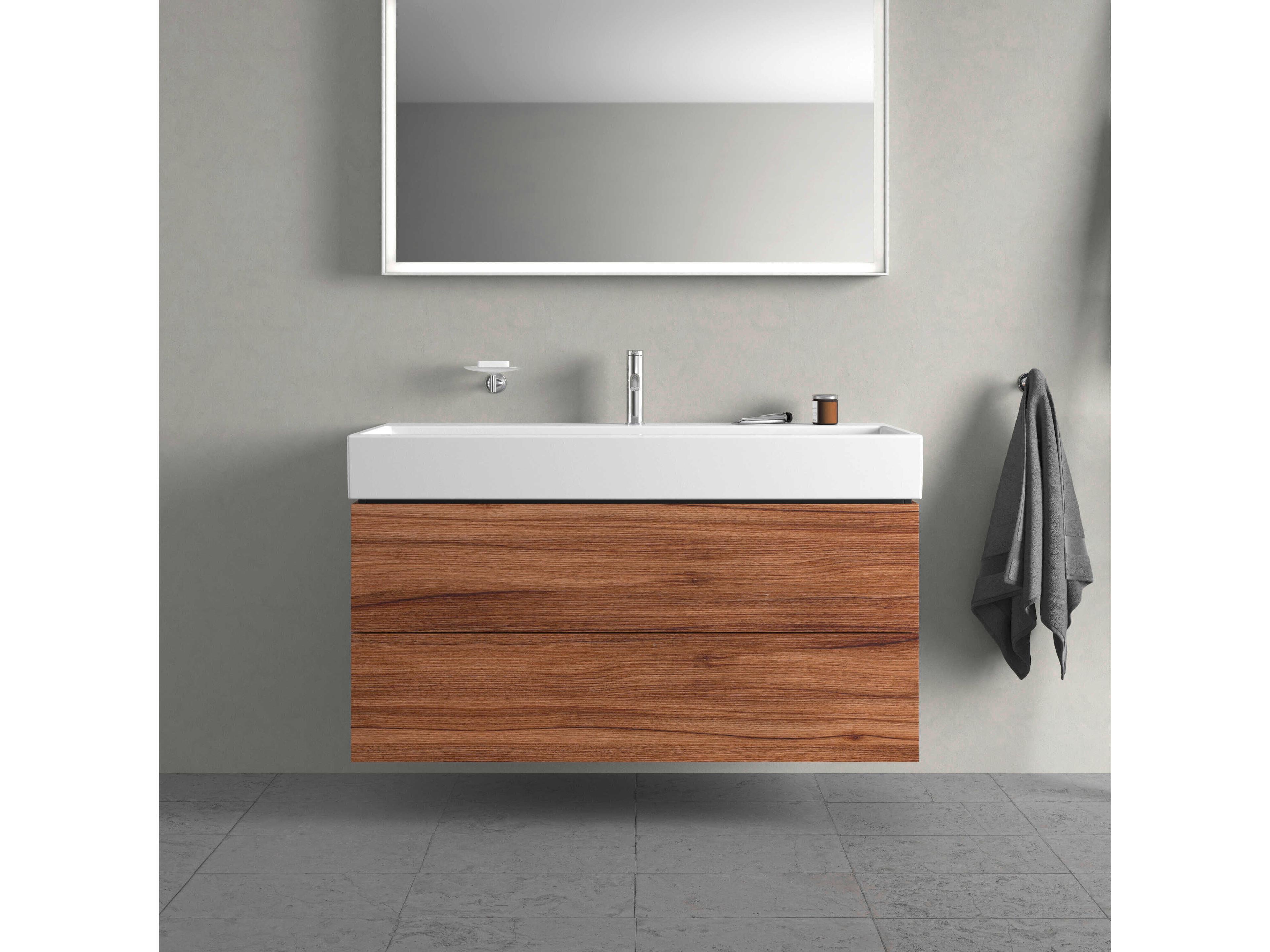 Duravit L-cube 47'' Two Drawer Walnut Matt Wall-Mounted Vanity Unit