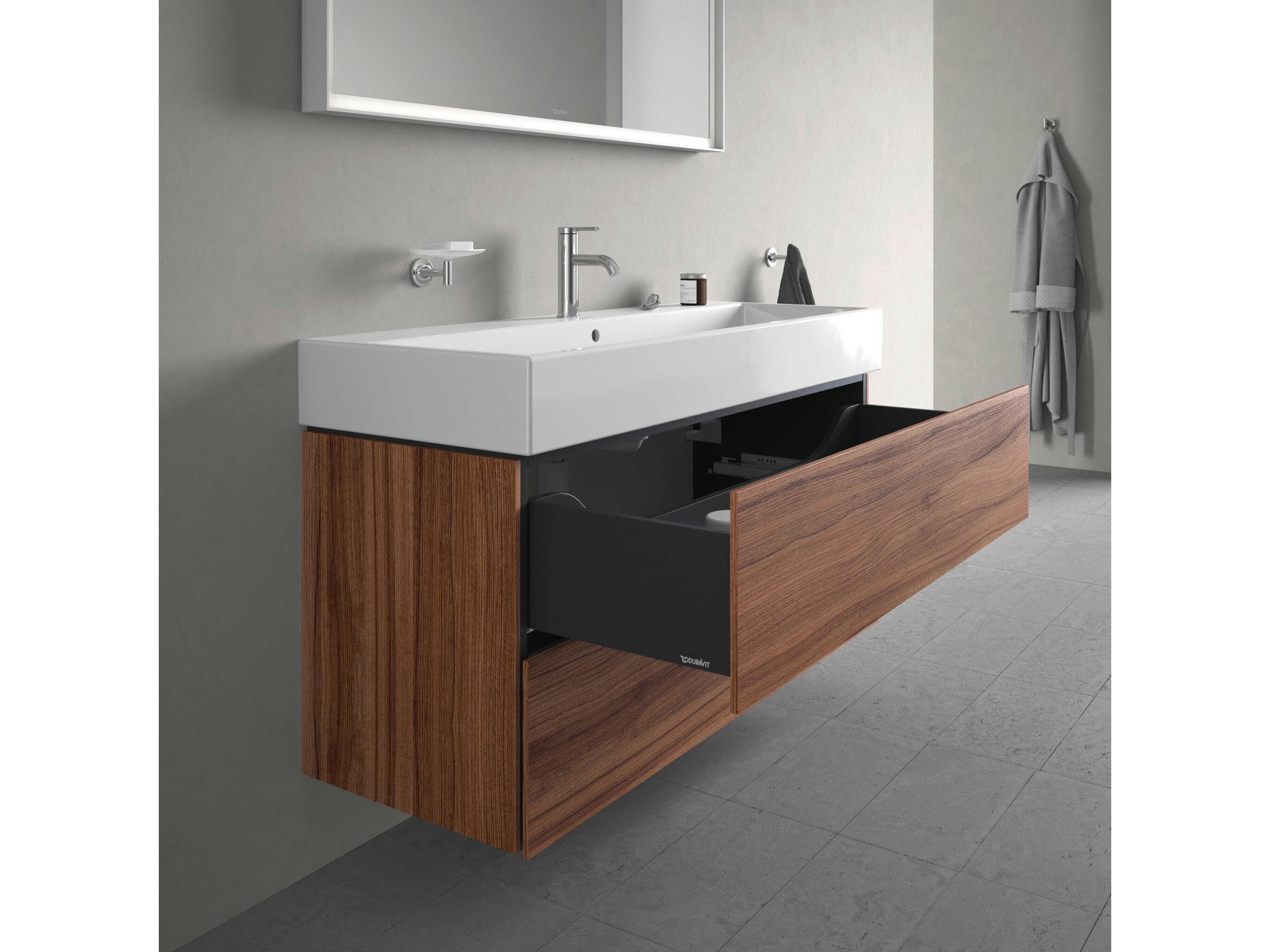 Duravit L-cube 47'' Two Drawer Walnut Matt Wall-Mounted Vanity Unit