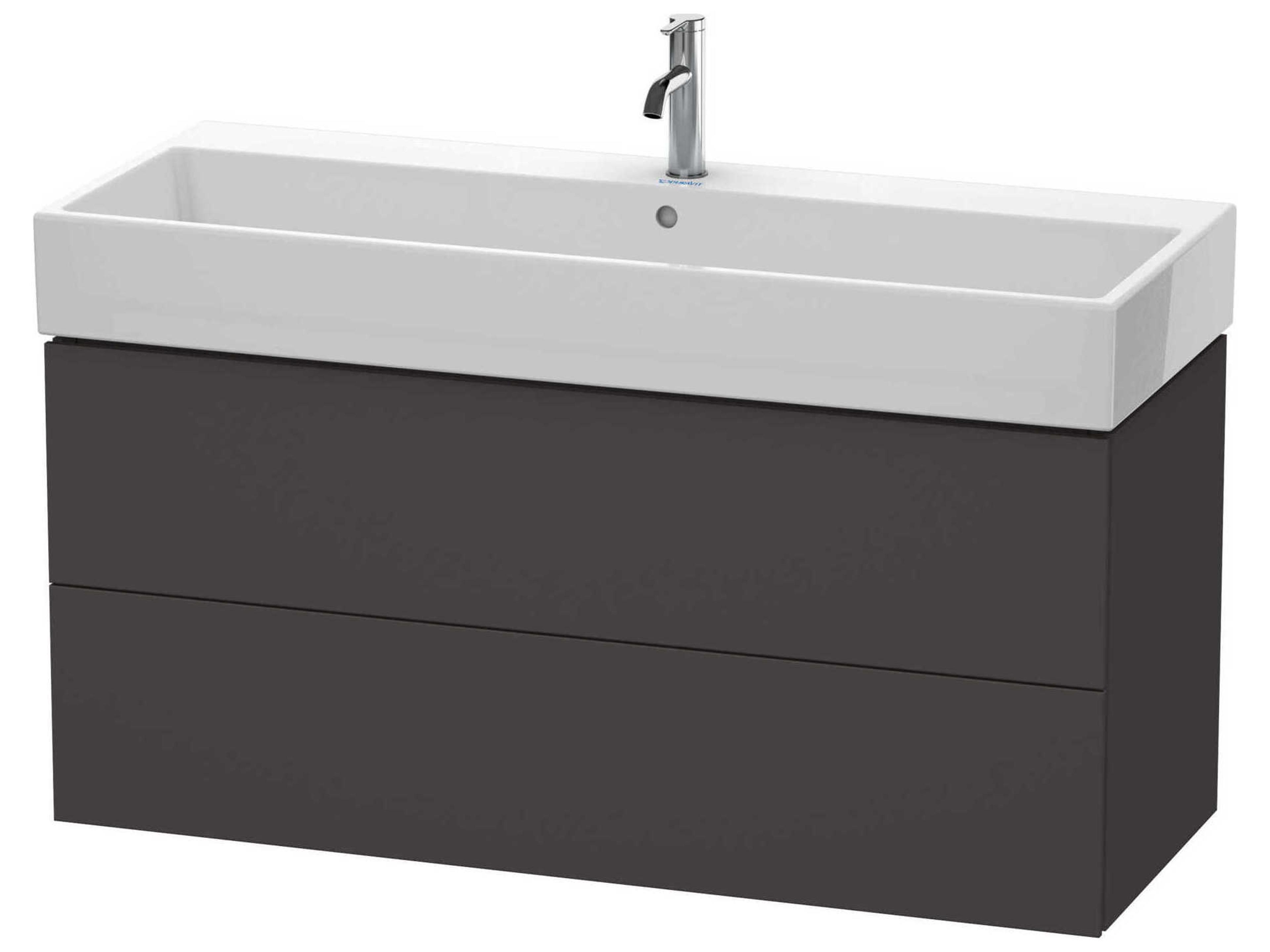 L-cube 47'' Two Drawer Graphite Super Matt Wall-Mounted Vanity Unit