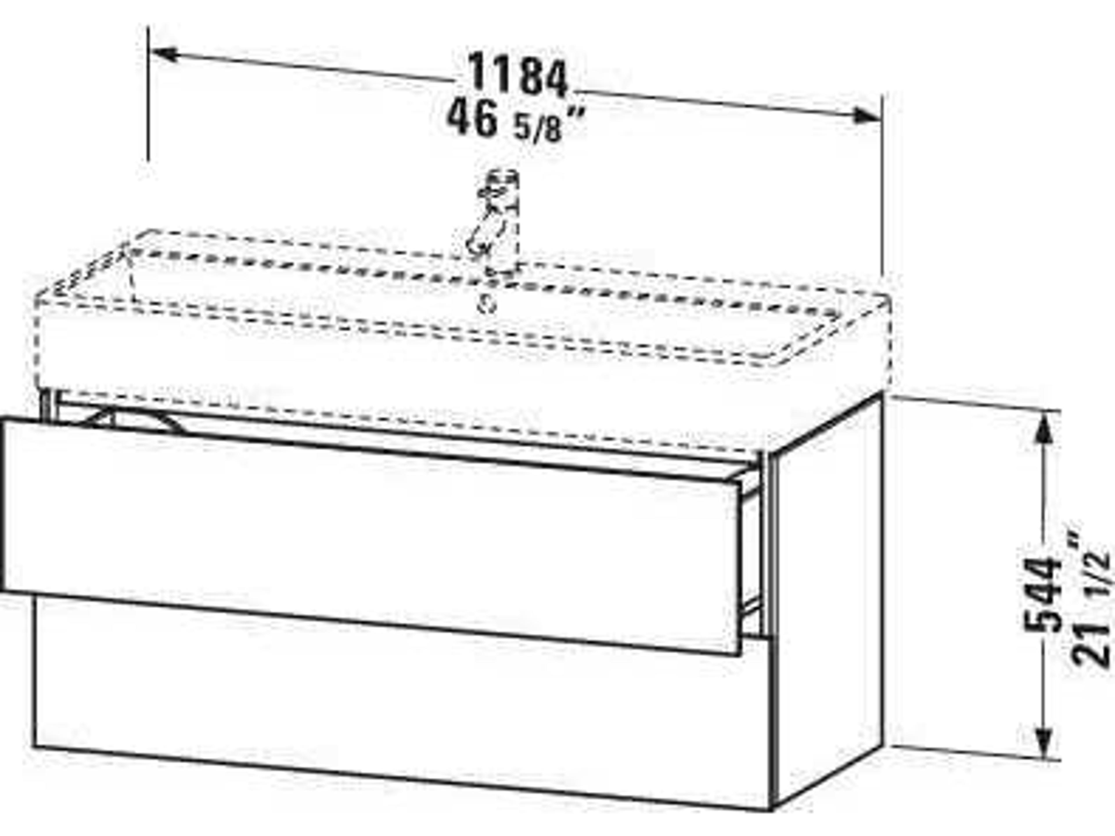 Duravit L-cube 47'' Two Drawer Graphite Super Matt Wall-Mounted Vanity Unit