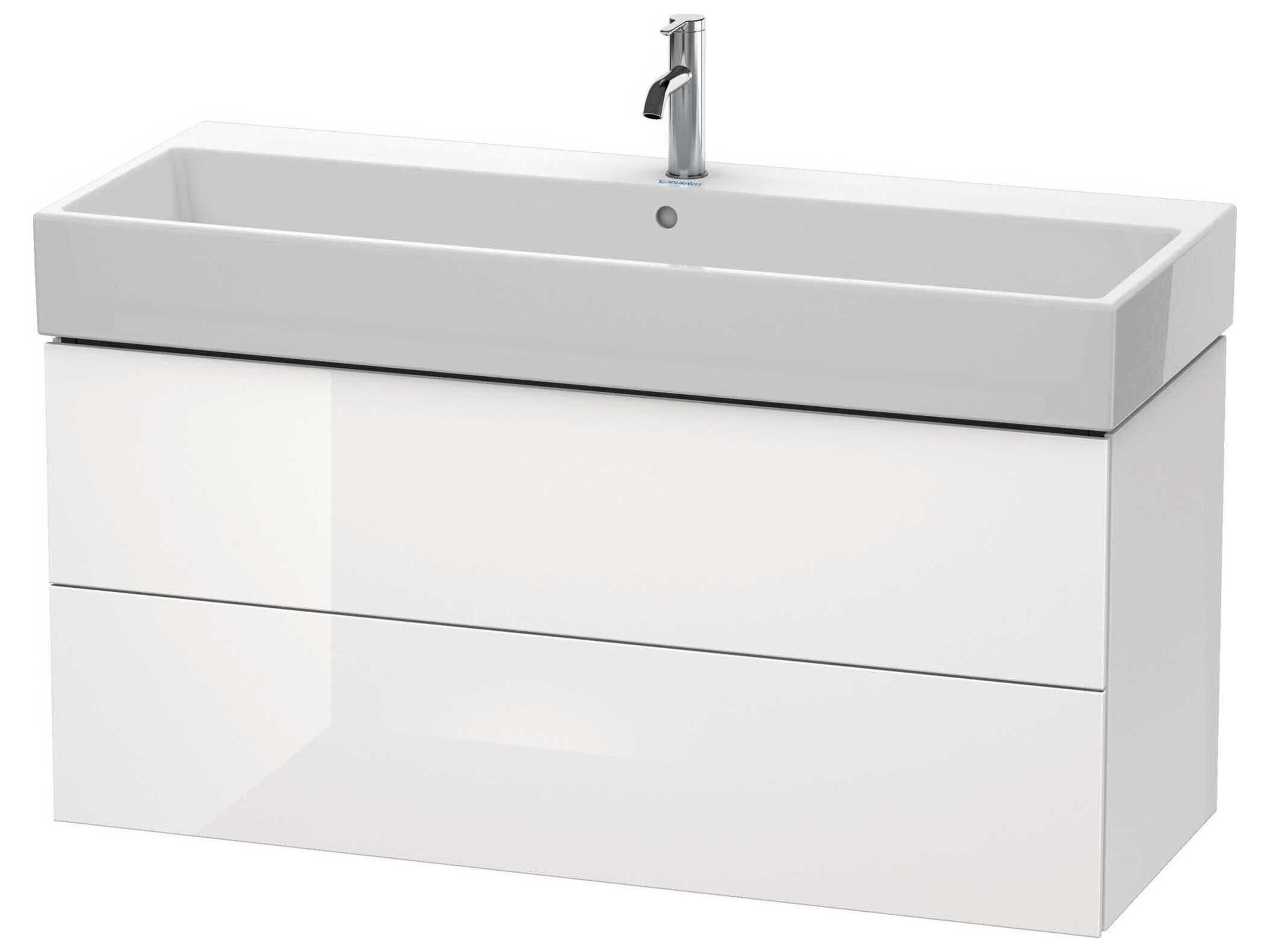 L-cube 47'' Two Drawer White High Gloss (Lacquer) Wall-Mounted Vanity Unit