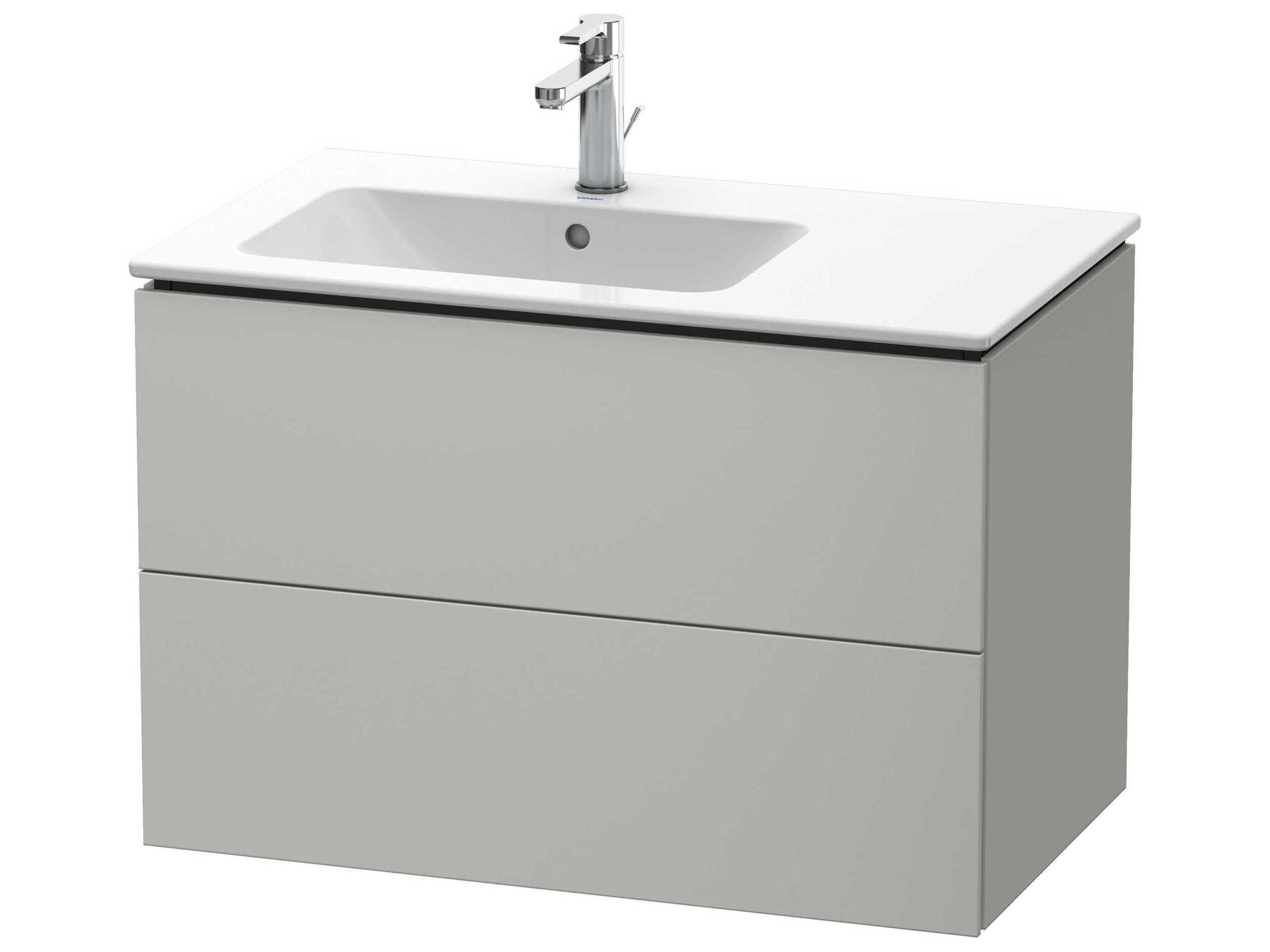 L-cube 32'' Two Drawer Concrete Gray Matt Wall-Mounted Vanity Unit