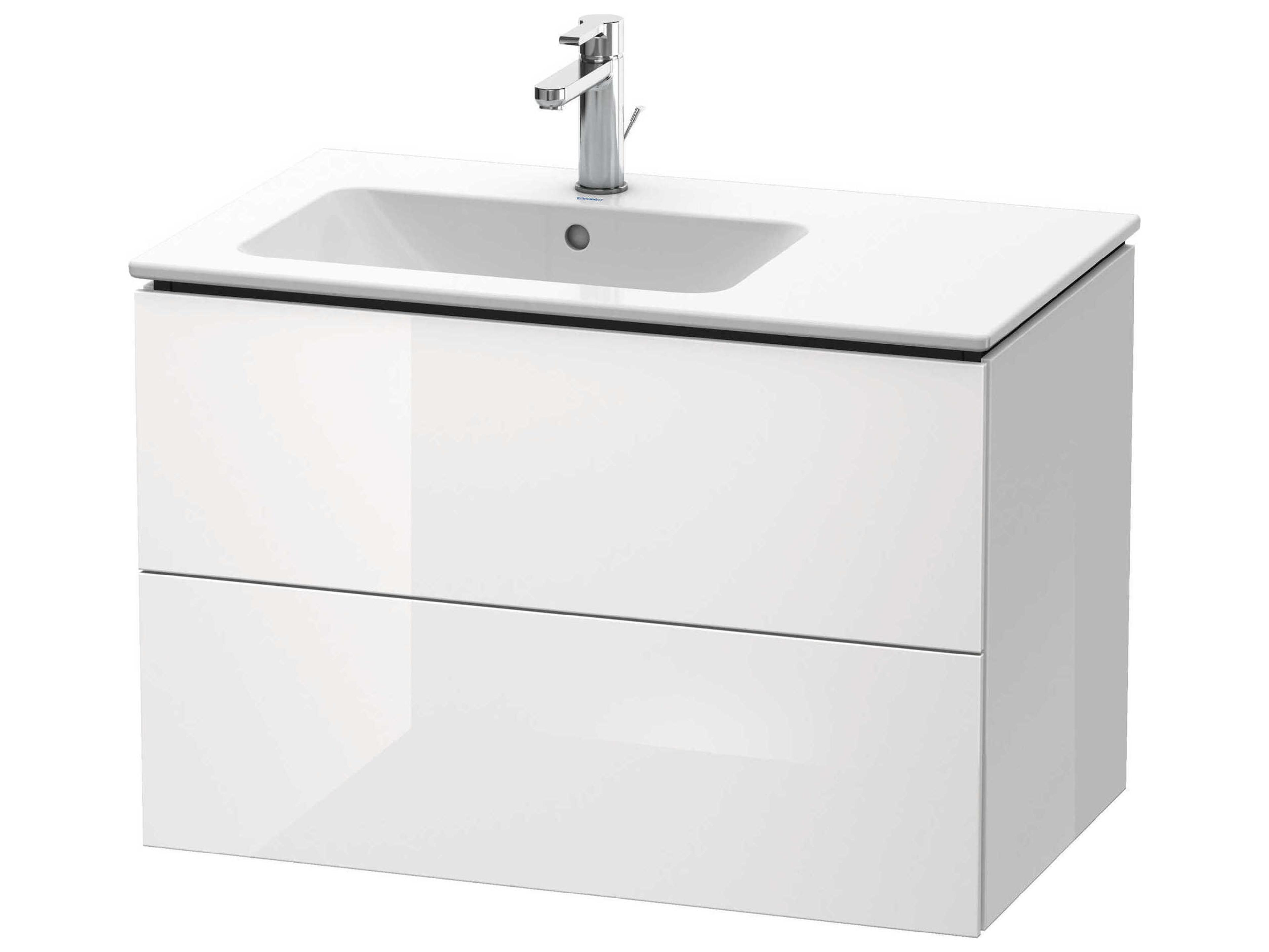 L-cube 32'' Two Drawer White High Gloss Wall-Mounted Vanity Unit