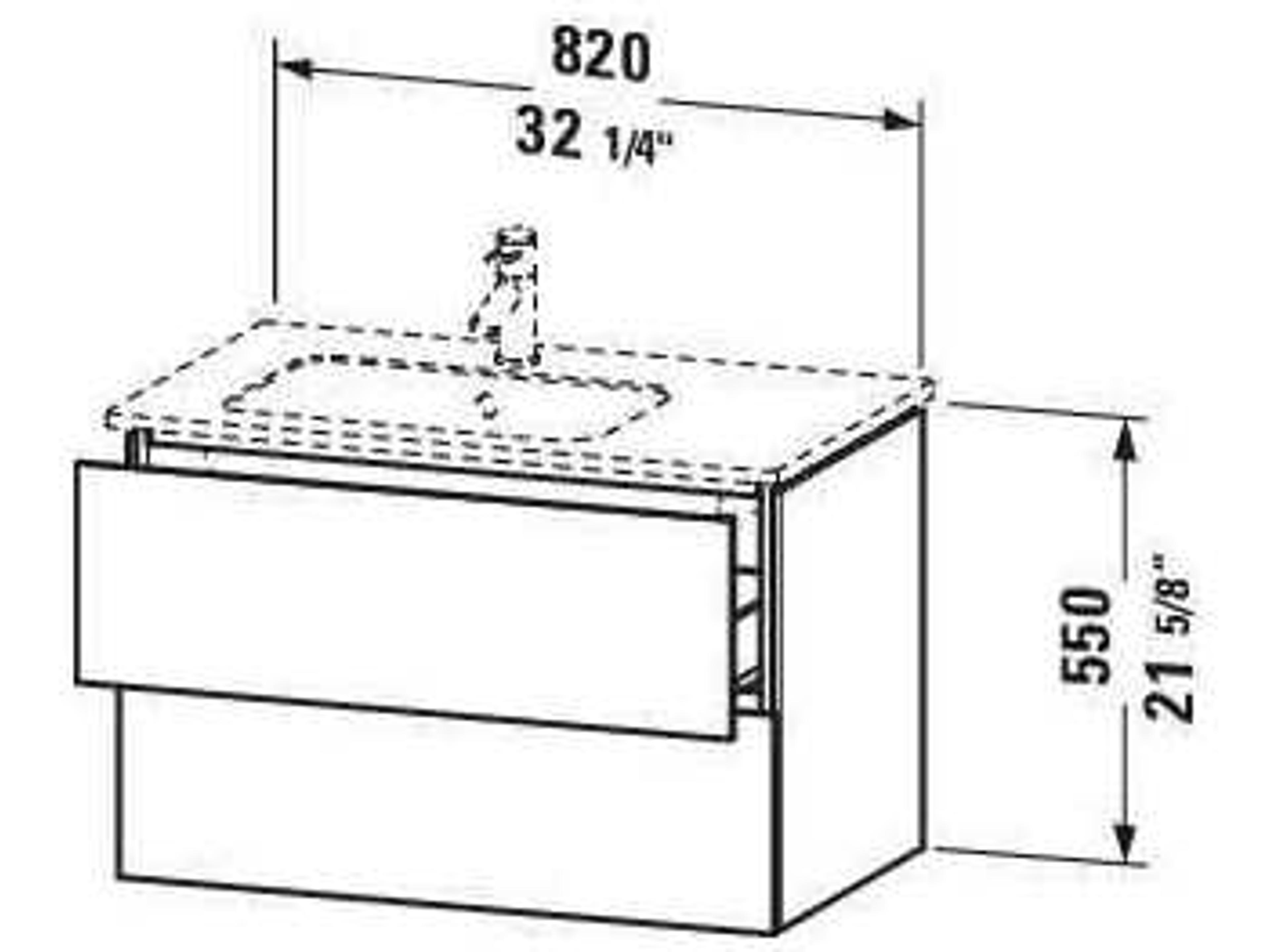 Duravit L-cube 32'' Two Drawer Black High Gloss Wall-Mounted Vanity Unit
