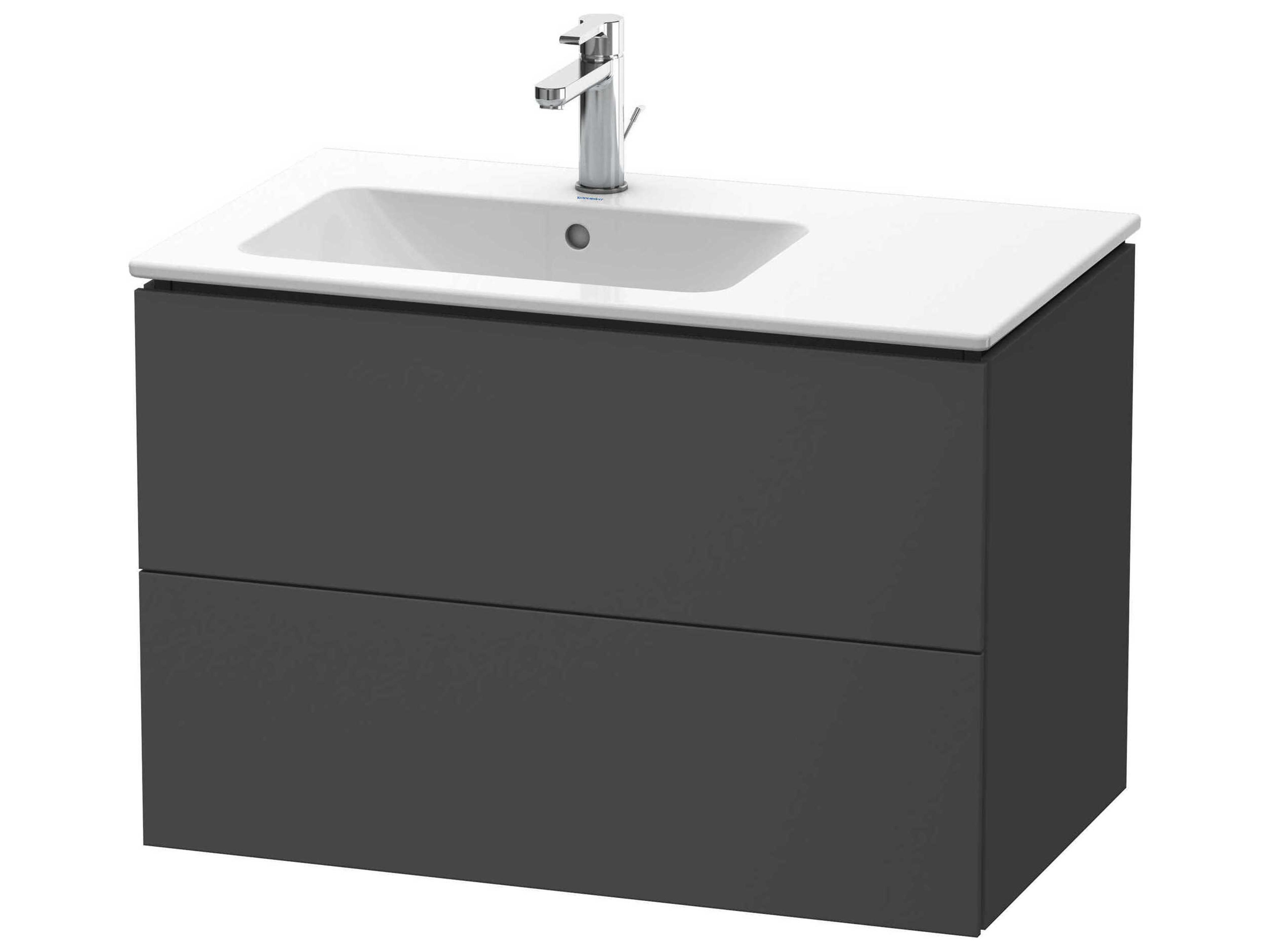 L-cube 32'' Two Drawer Graphite Matt Wall-Mounted Vanity Unit