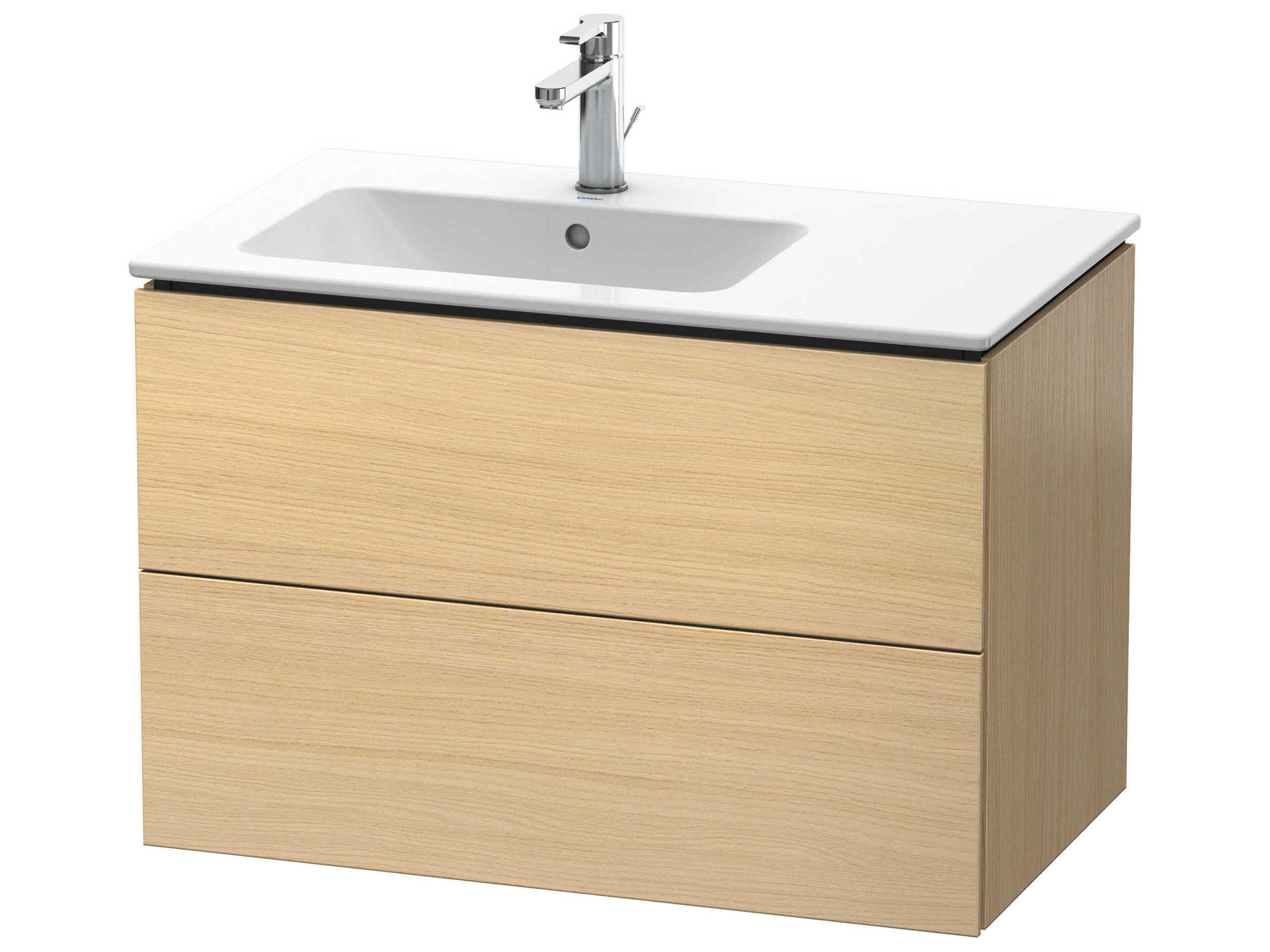 L-cube 32'' Two Drawer Mediterranean Oak Wall-Mounted Vanity Unit