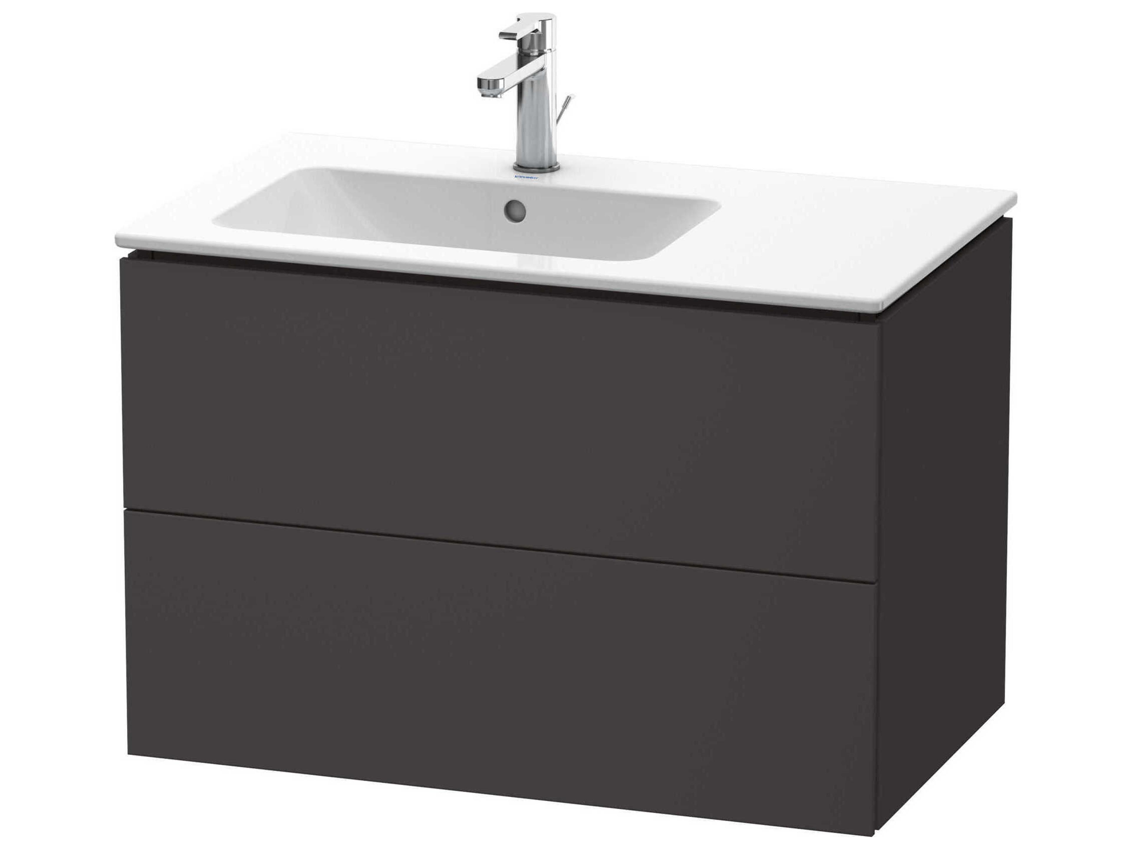 L-cube 32'' Two Drawer Graphite Super Matt Wall-Mounted Vanity Unit