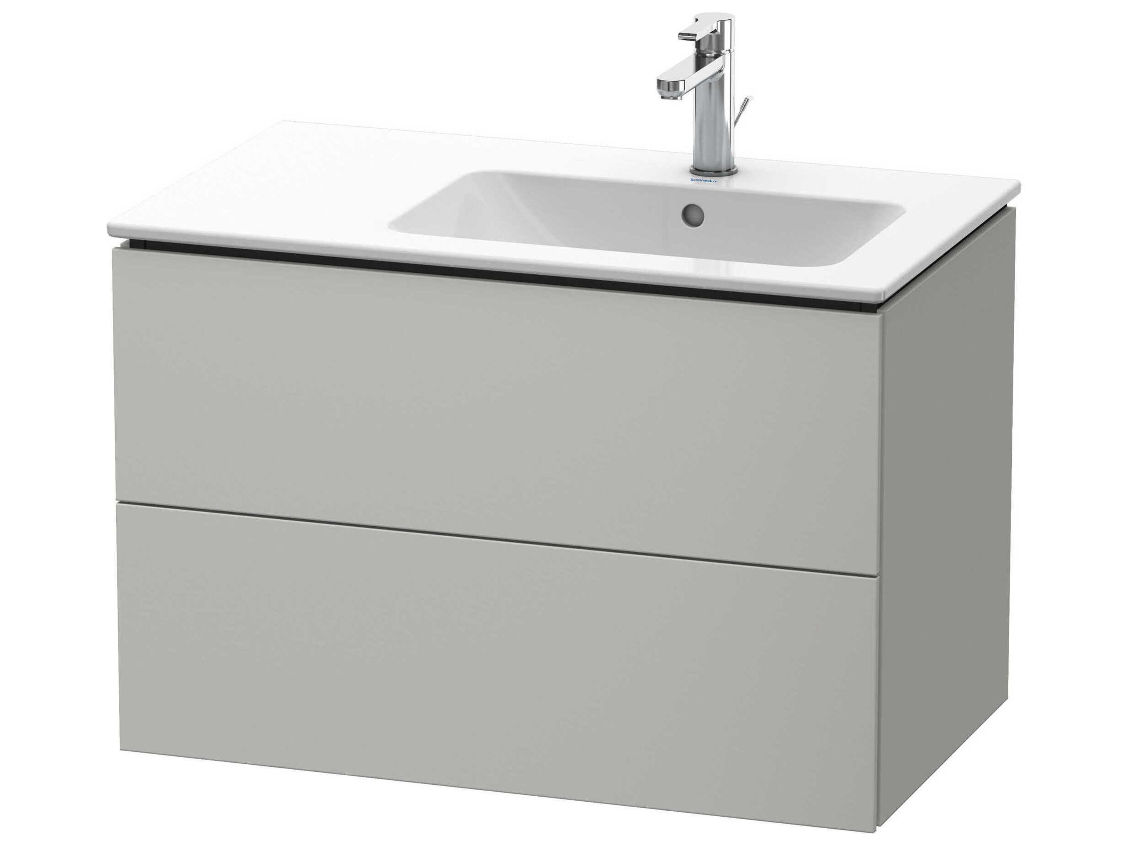 Duravit L-cube 32'' Two Drawer Concrete Gray Matt Wall-Mounted Vanity Unit