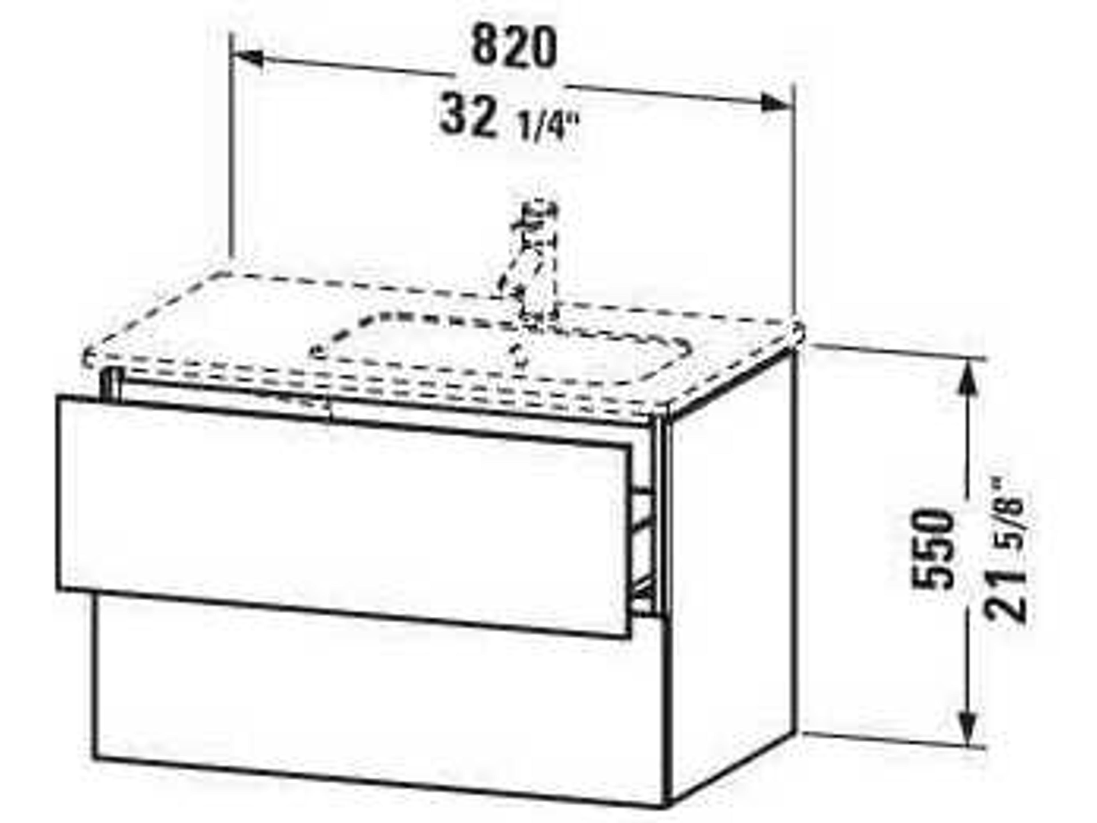 Duravit L-cube 32'' Two Drawer Concrete Gray Matt Wall-Mounted Vanity Unit