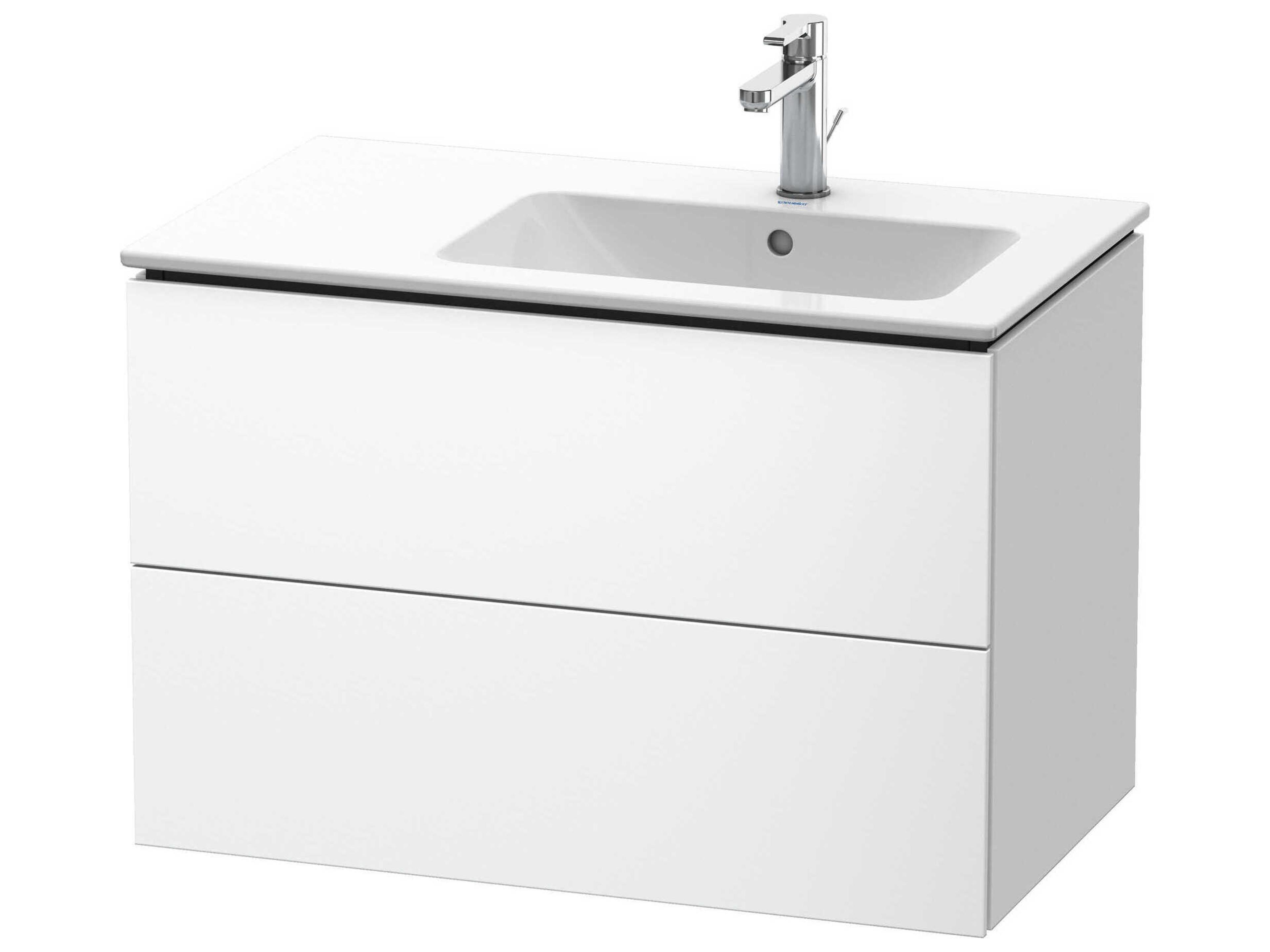 L-cube 32'' Two Drawer White Matt Wall-Mounted Vanity Unit