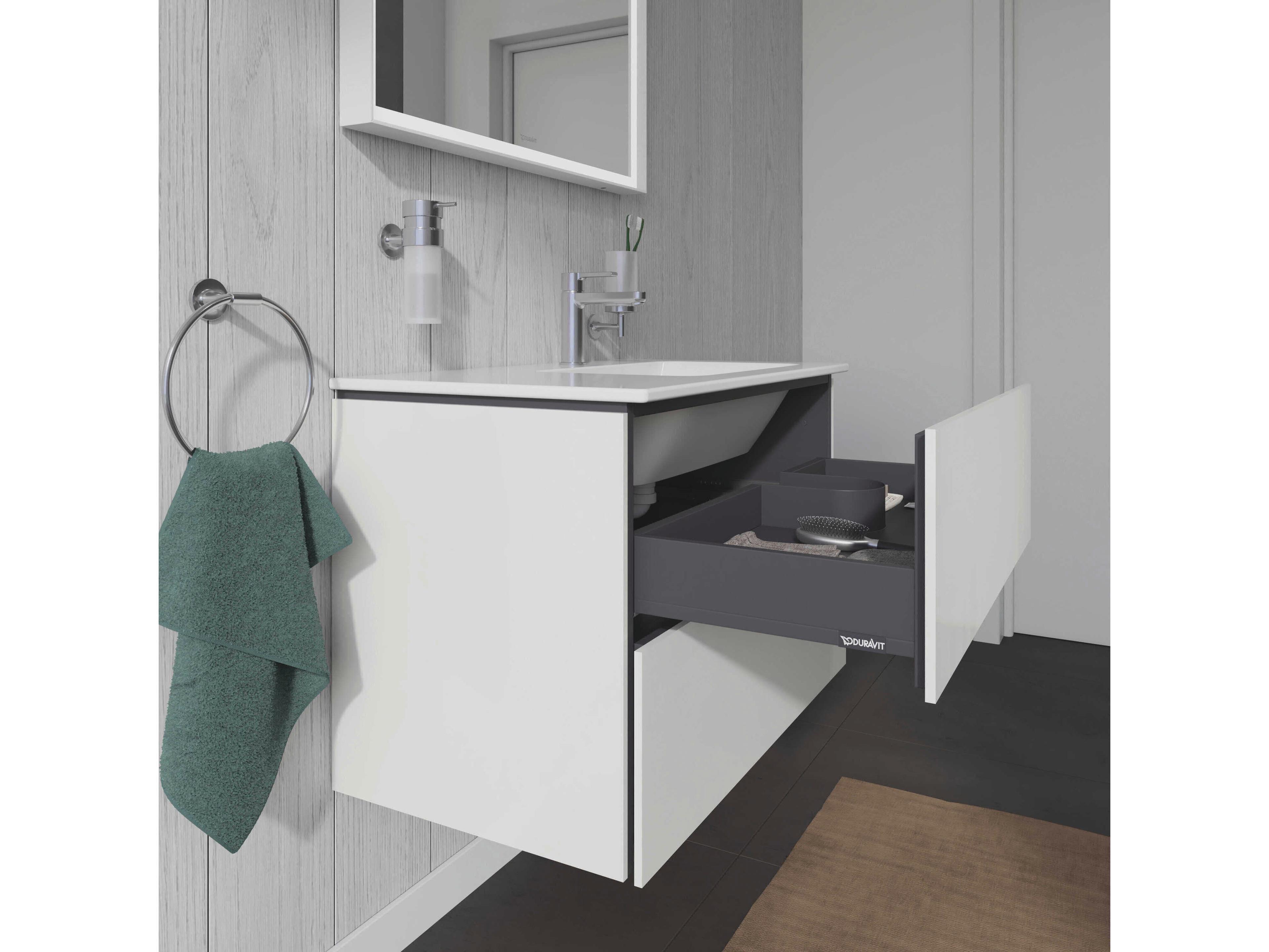 Duravit L-cube 32'' Two Drawer White High Gloss Wall-Mounted Vanity Unit