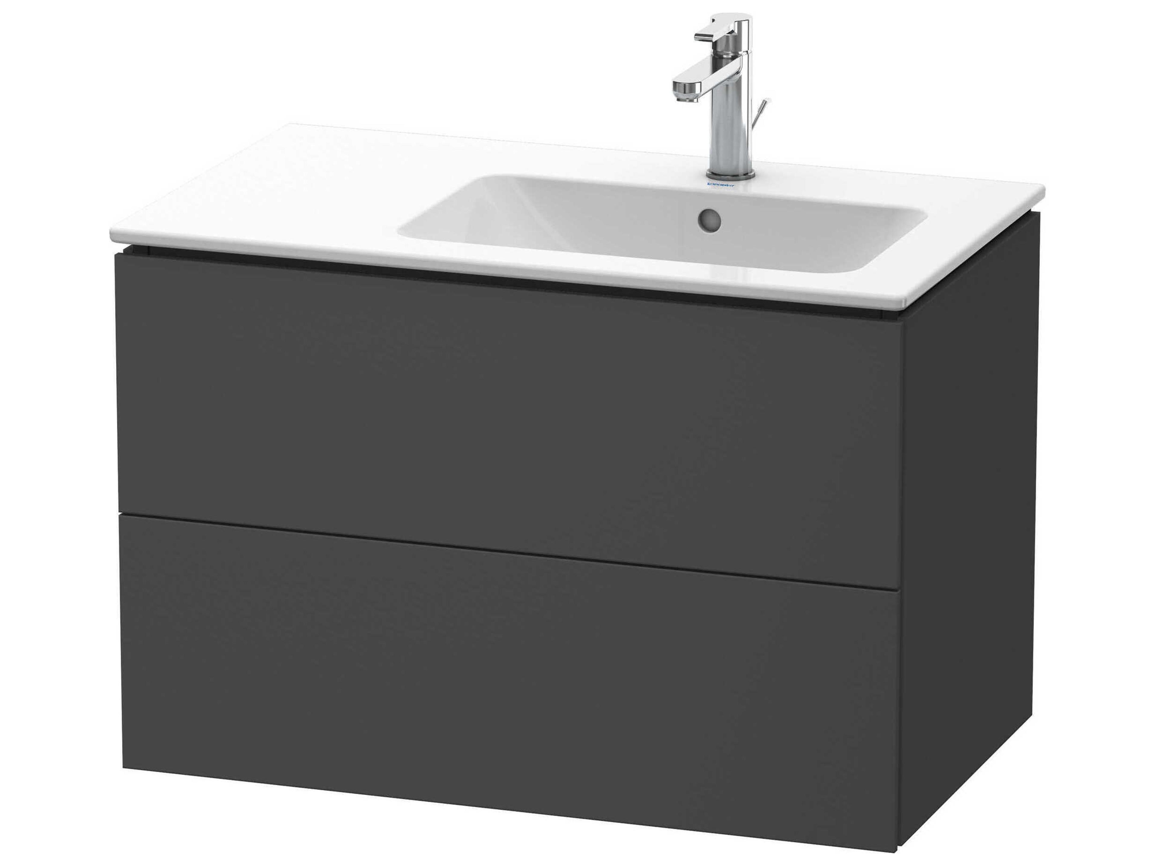 L-cube 32'' Two Drawer Graphite Matt Wall-Mounted Vanity Unit