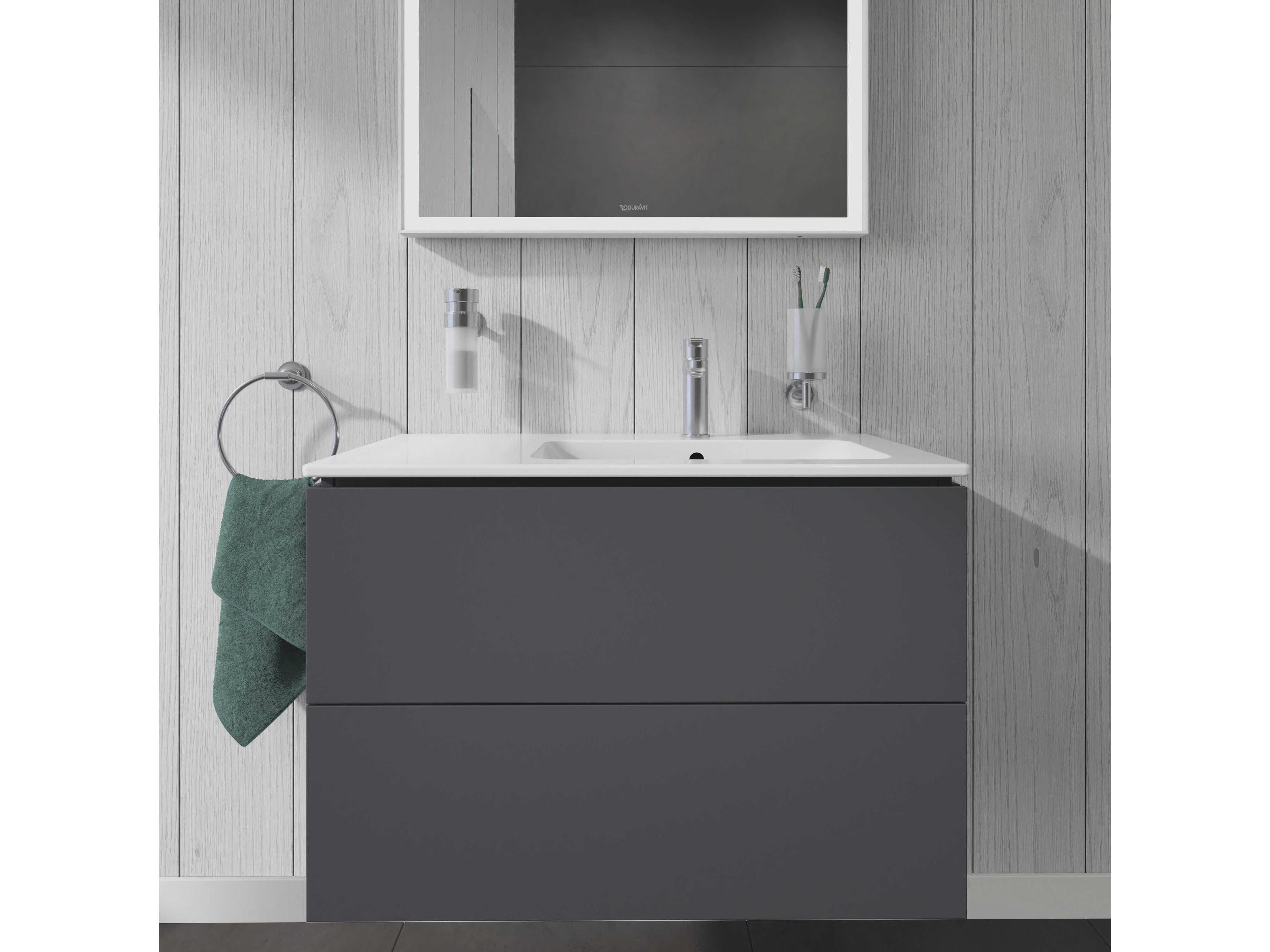 Duravit L-cube 32'' Two Drawer Graphite Matt Wall-Mounted Vanity Unit