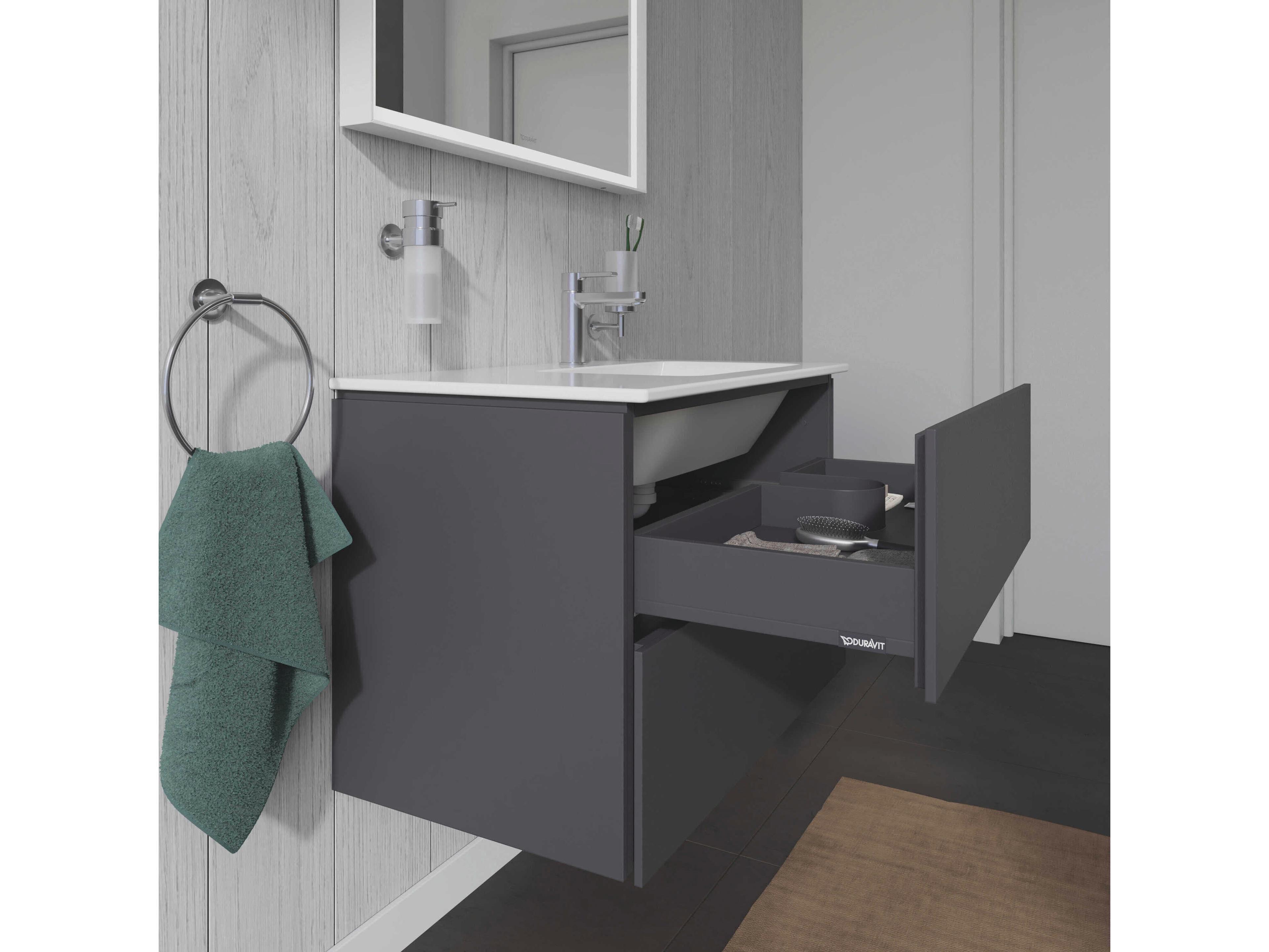 Duravit L-cube 32'' Two Drawer Graphite Matt Wall-Mounted Vanity Unit