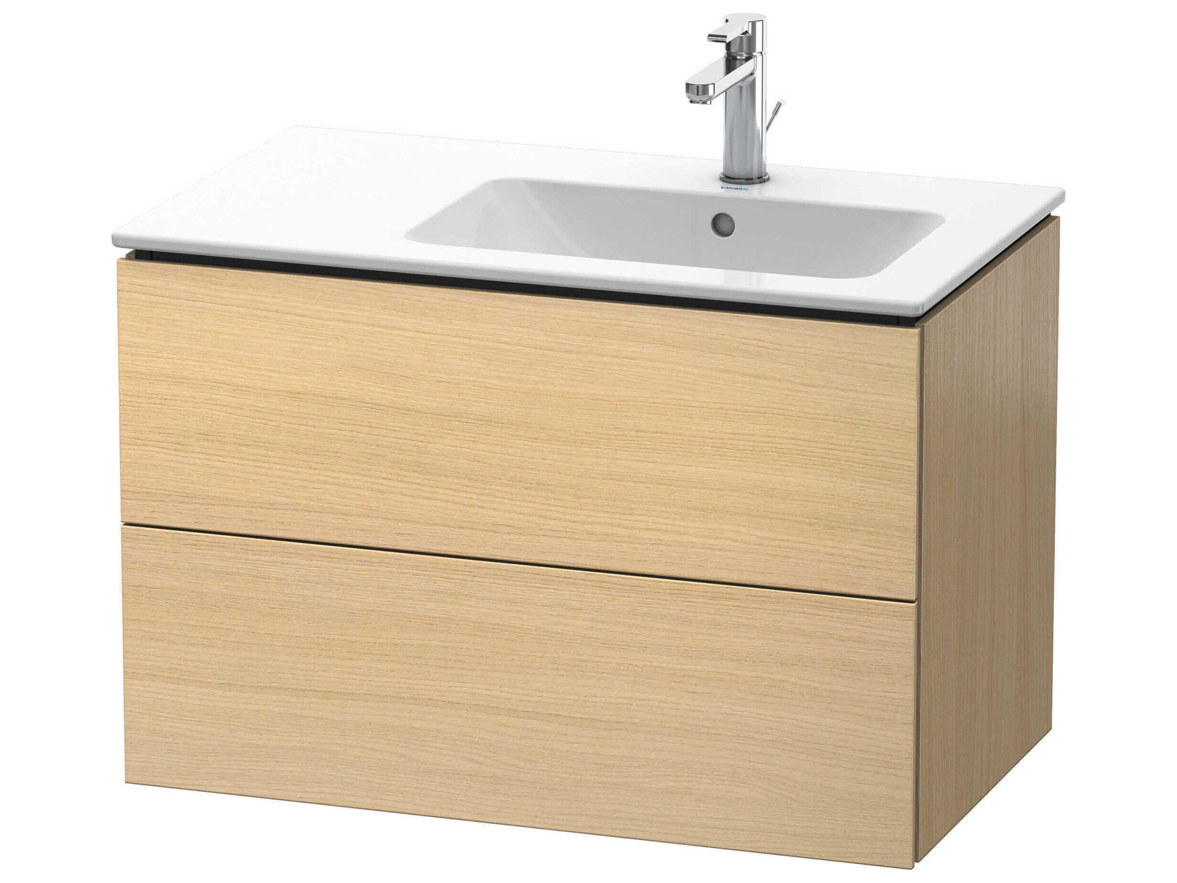 L-cube 32'' Two Drawer Mediterranean Oak Wall-Mounted Vanity Unit