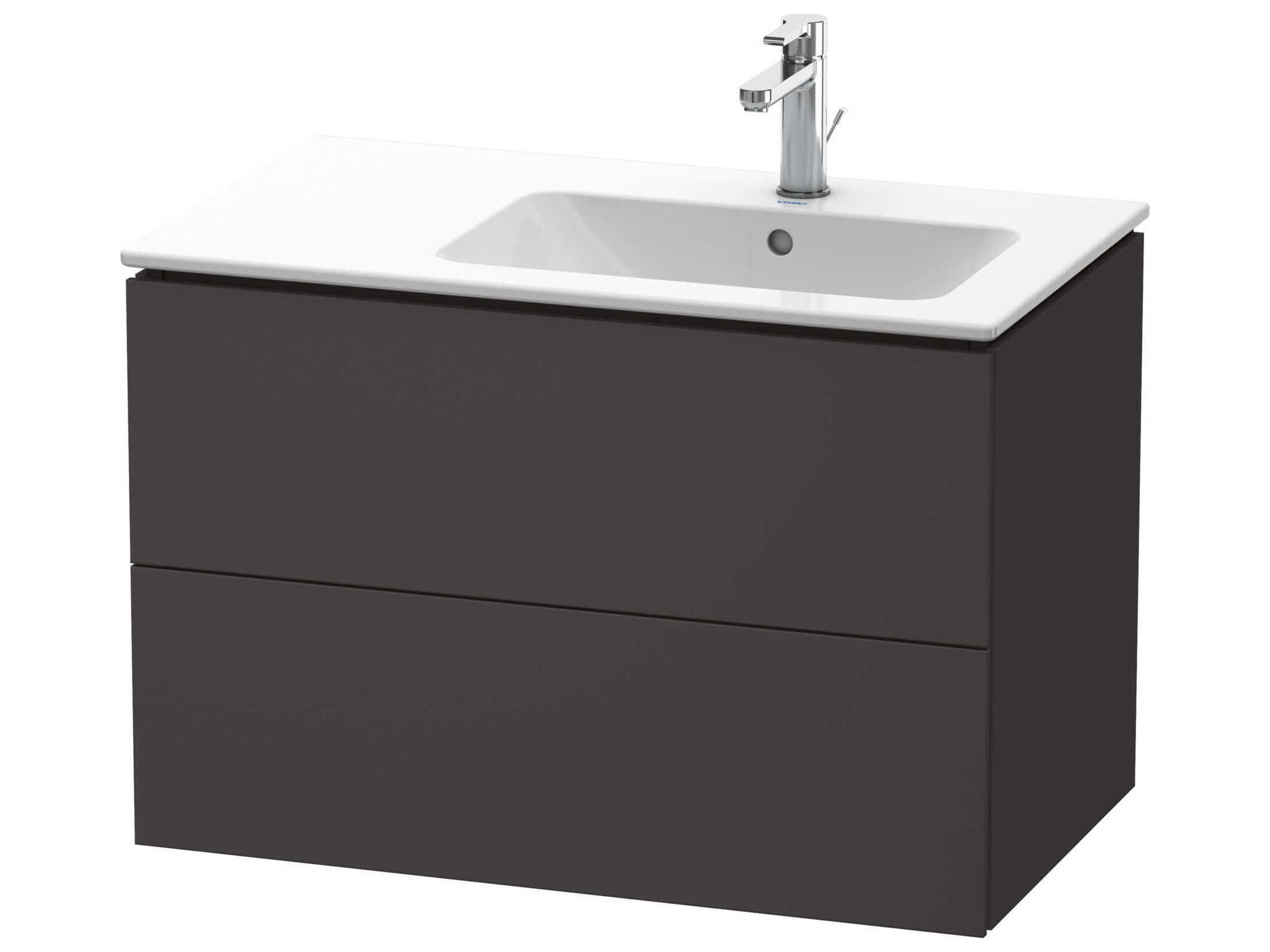 L-cube 32'' Two Drawer Graphite Super Matt Wall-Mounted Vanity Unit