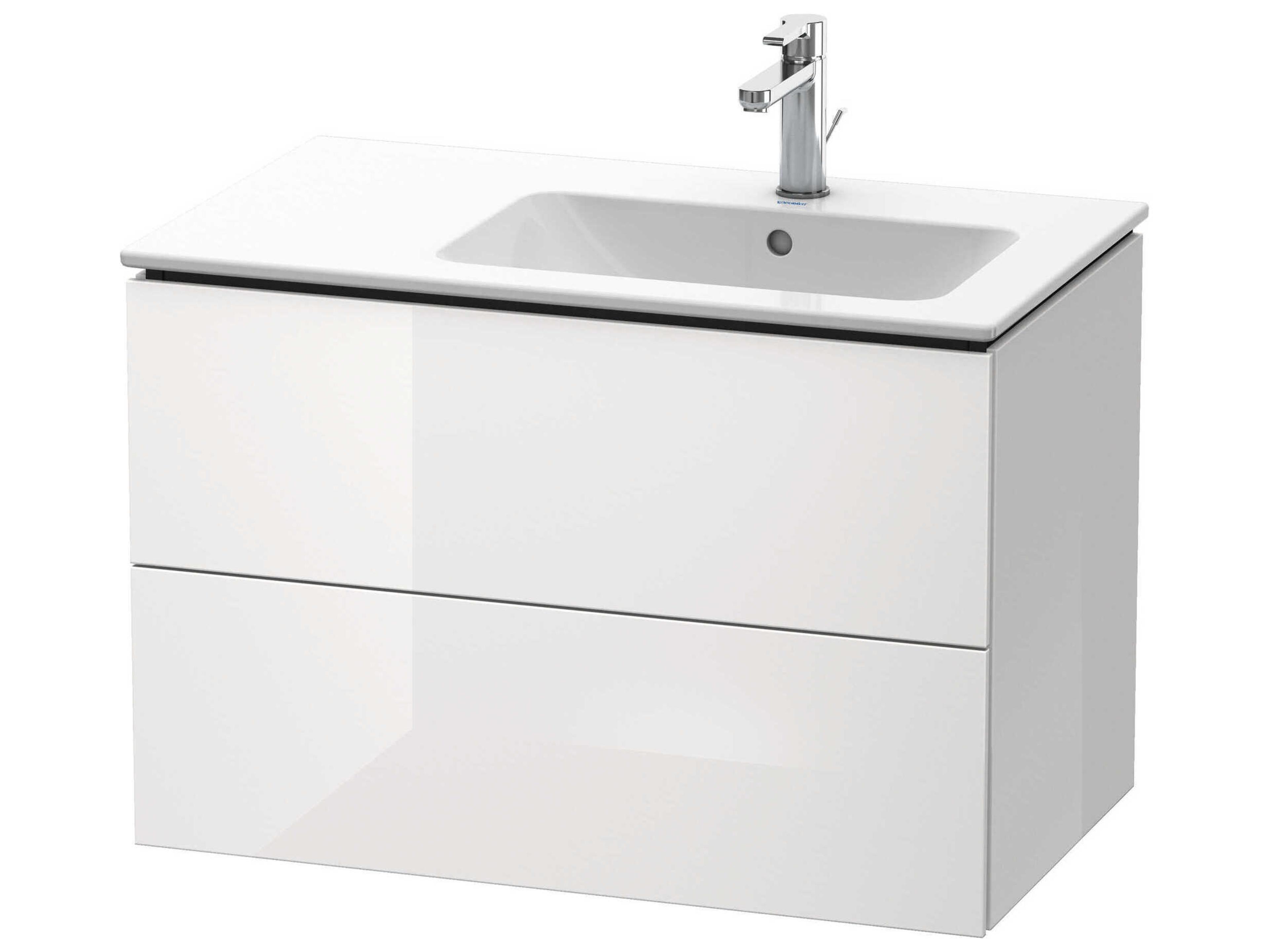 L-cube 32'' Two Drawer White High Gloss (Lacquer) Wall-Mounted Vanity Unit