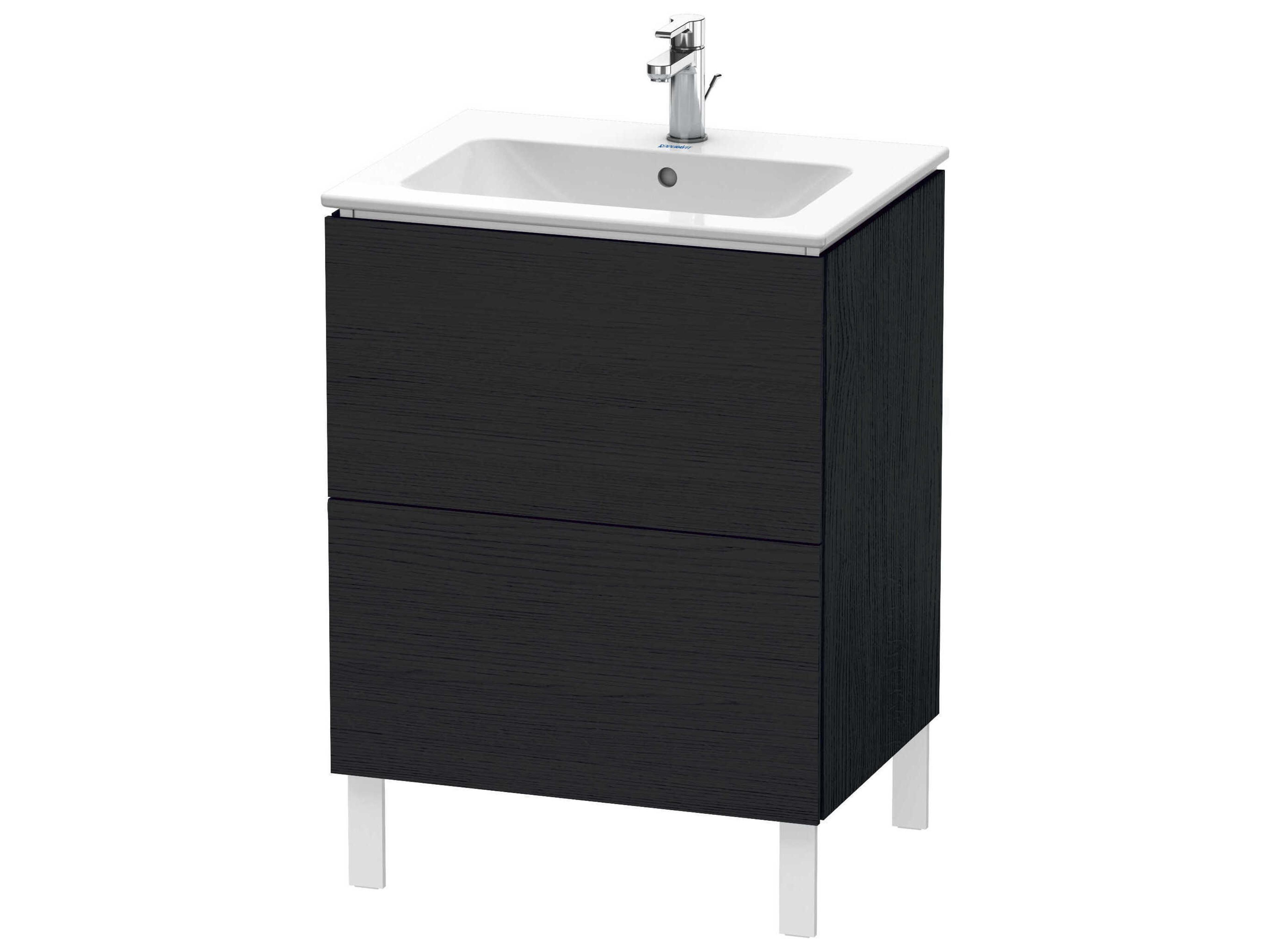 L-cube 24'' Two Drawer Black Oak Matt Wall-Mounted Vanity Unit