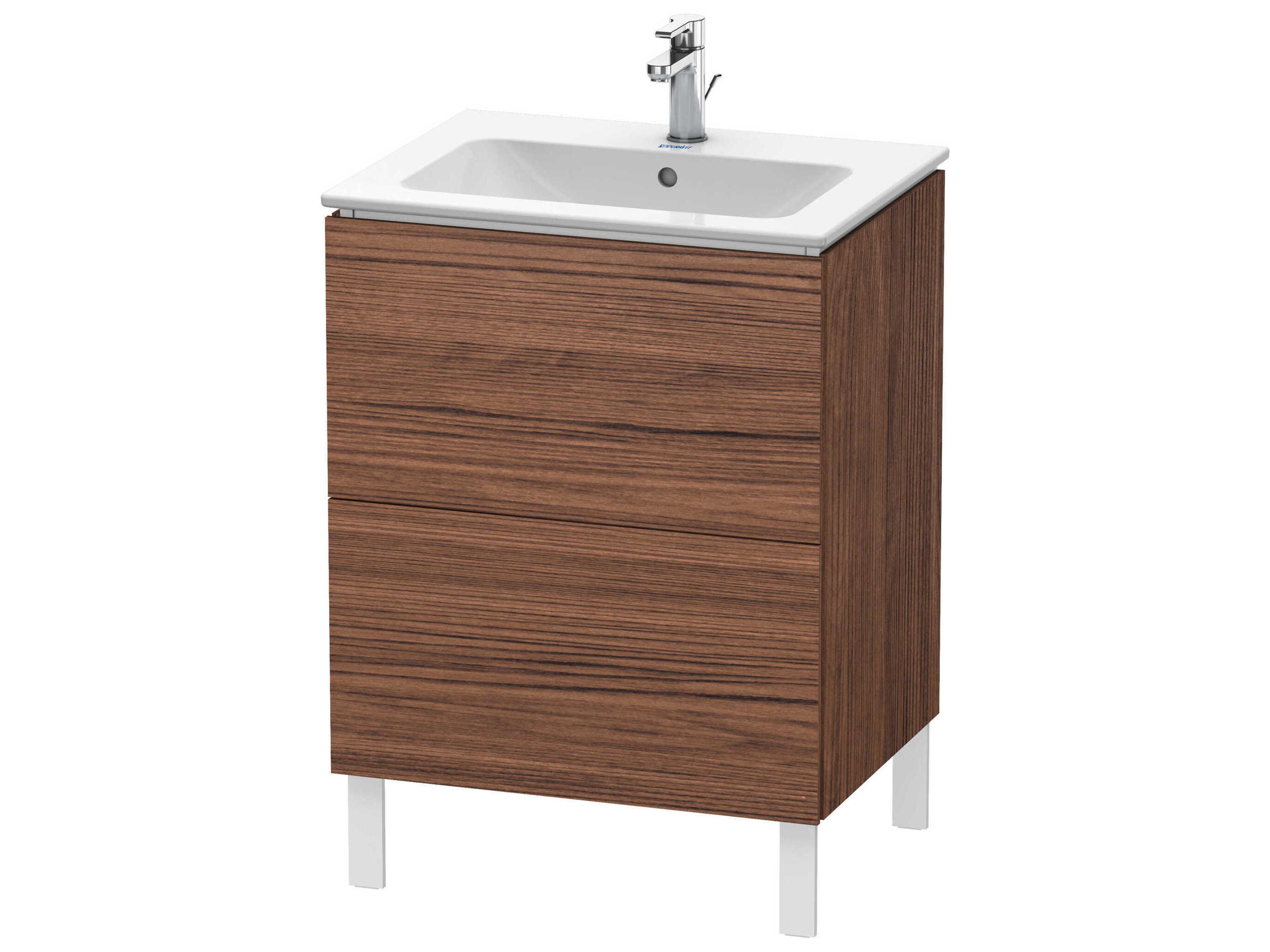L-cube 24'' Two Drawer Walnut (Dark) Matt Wall-Mounted Vanity Unit