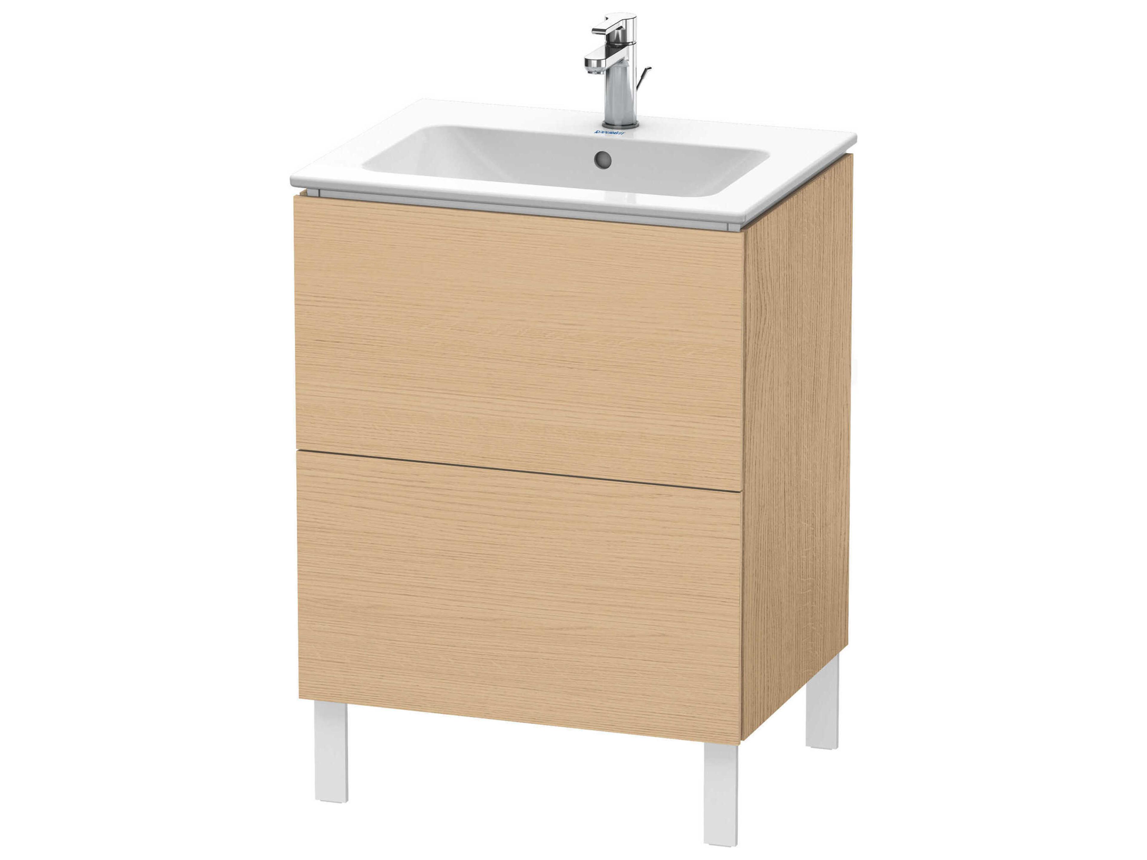 L-cube 24'' Two Drawer Natural Oak Matt Wall-Mounted Vanity Unit