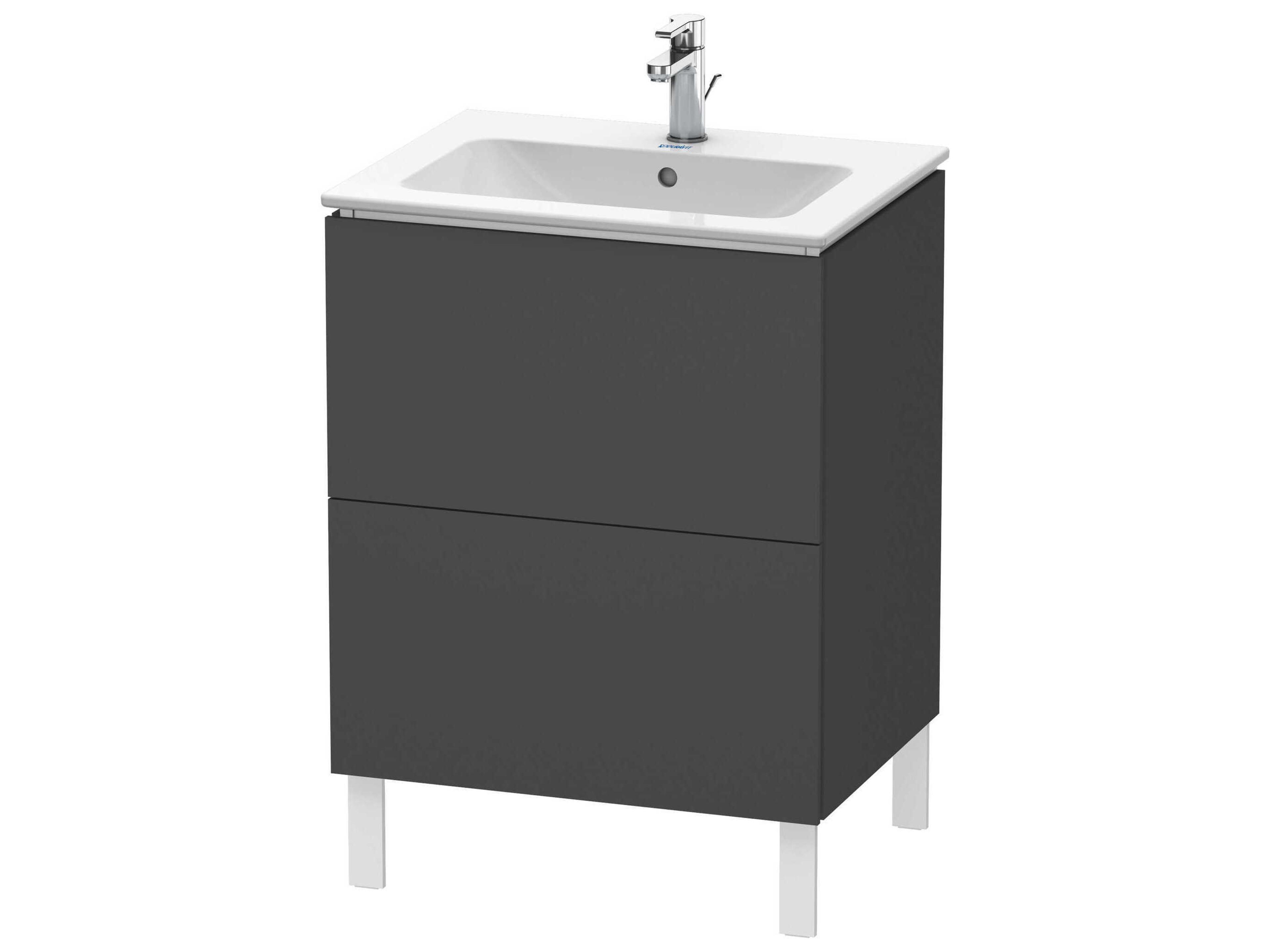 L-cube 24'' Two Drawer Graphite Matt Wall-Mounted Vanity Unit