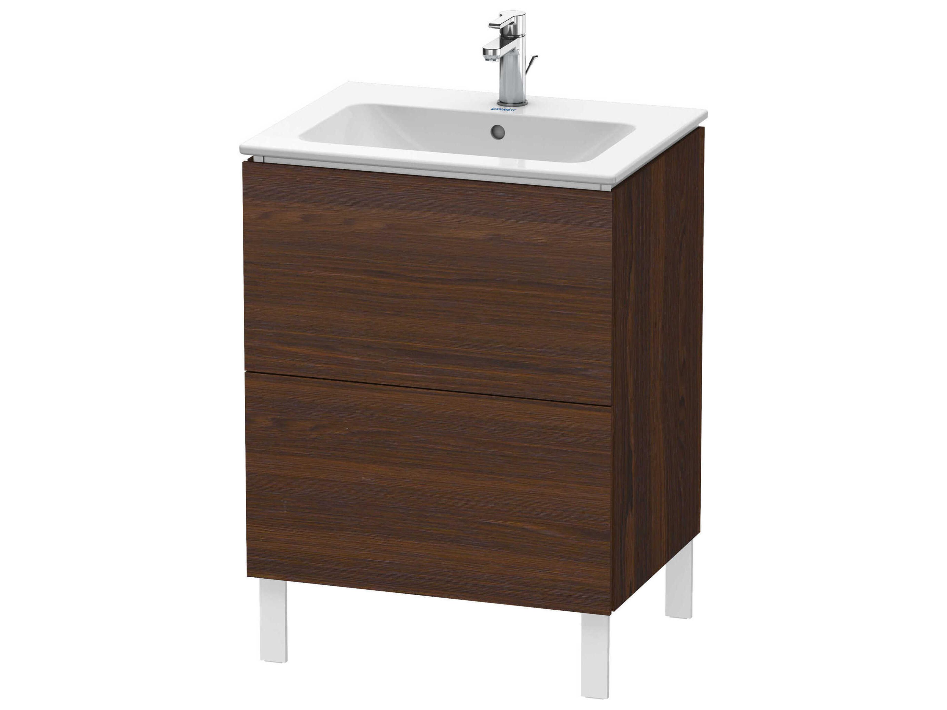 Duravit L-cube 24'' Two Drawer Walnut (Brushed) Matt Wall-Mounted Vanity Unit