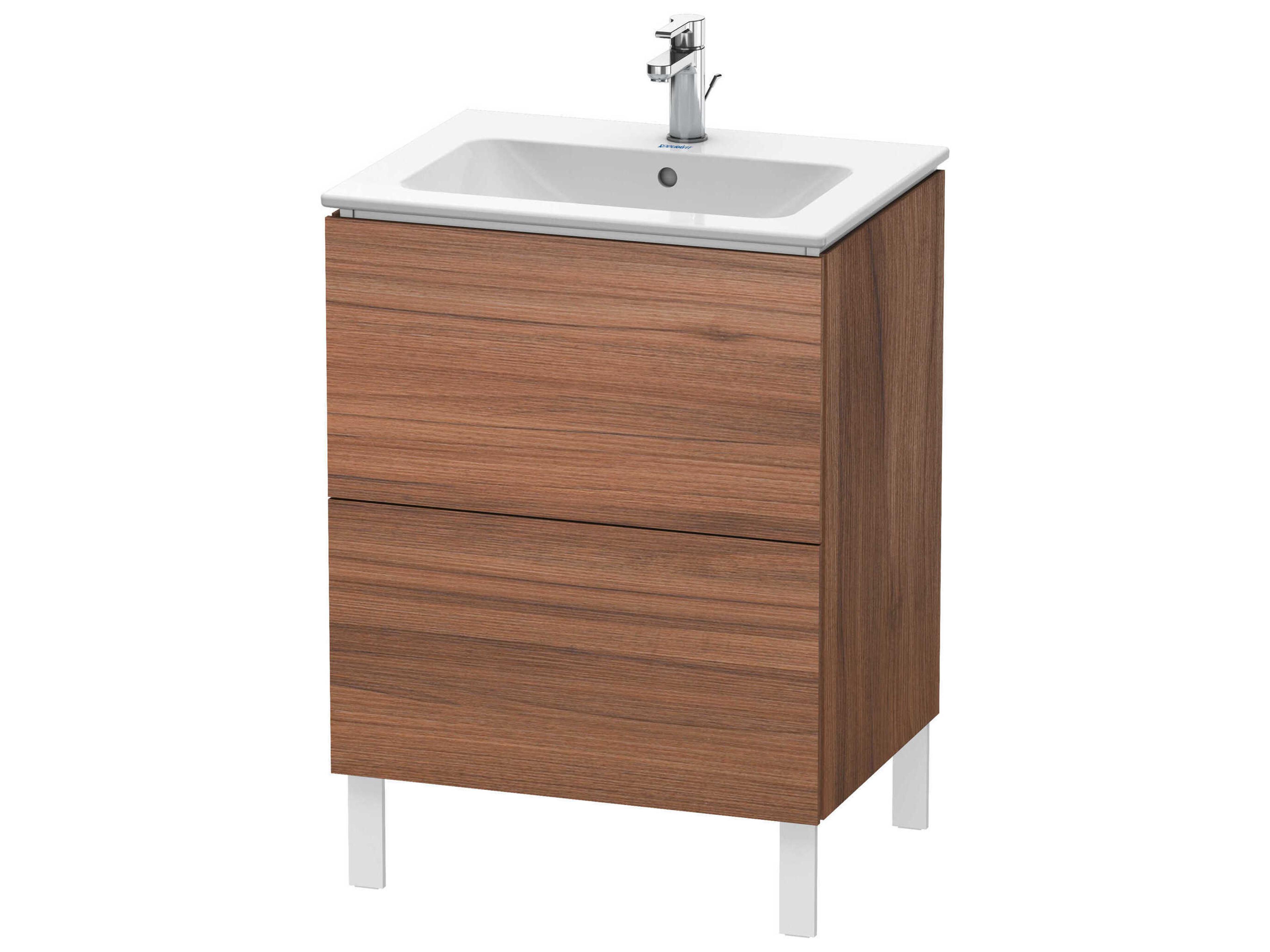 L-cube 24'' Two Drawer Walnut Matt Wall-Mounted Vanity Unit