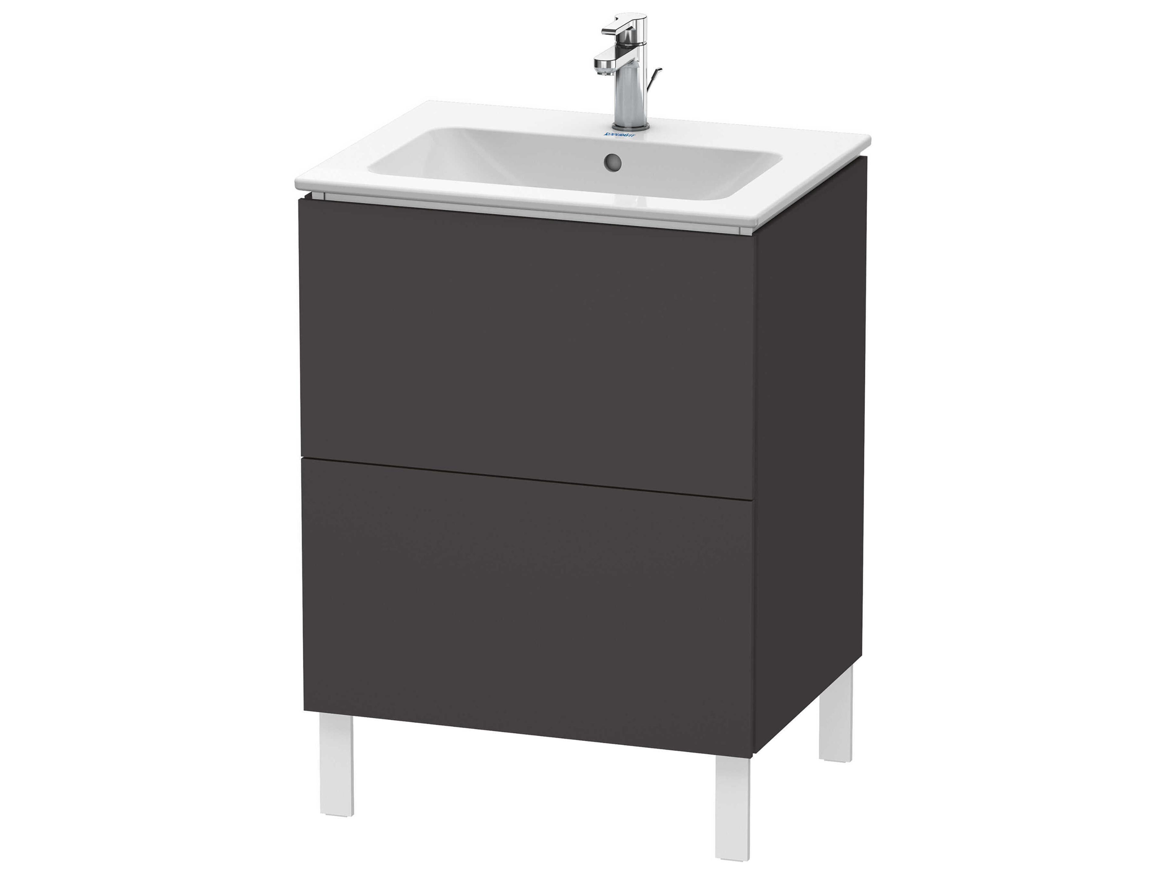 L-cube 24'' Two Drawer Graphite Super Matt Wall-Mounted Vanity Unit
