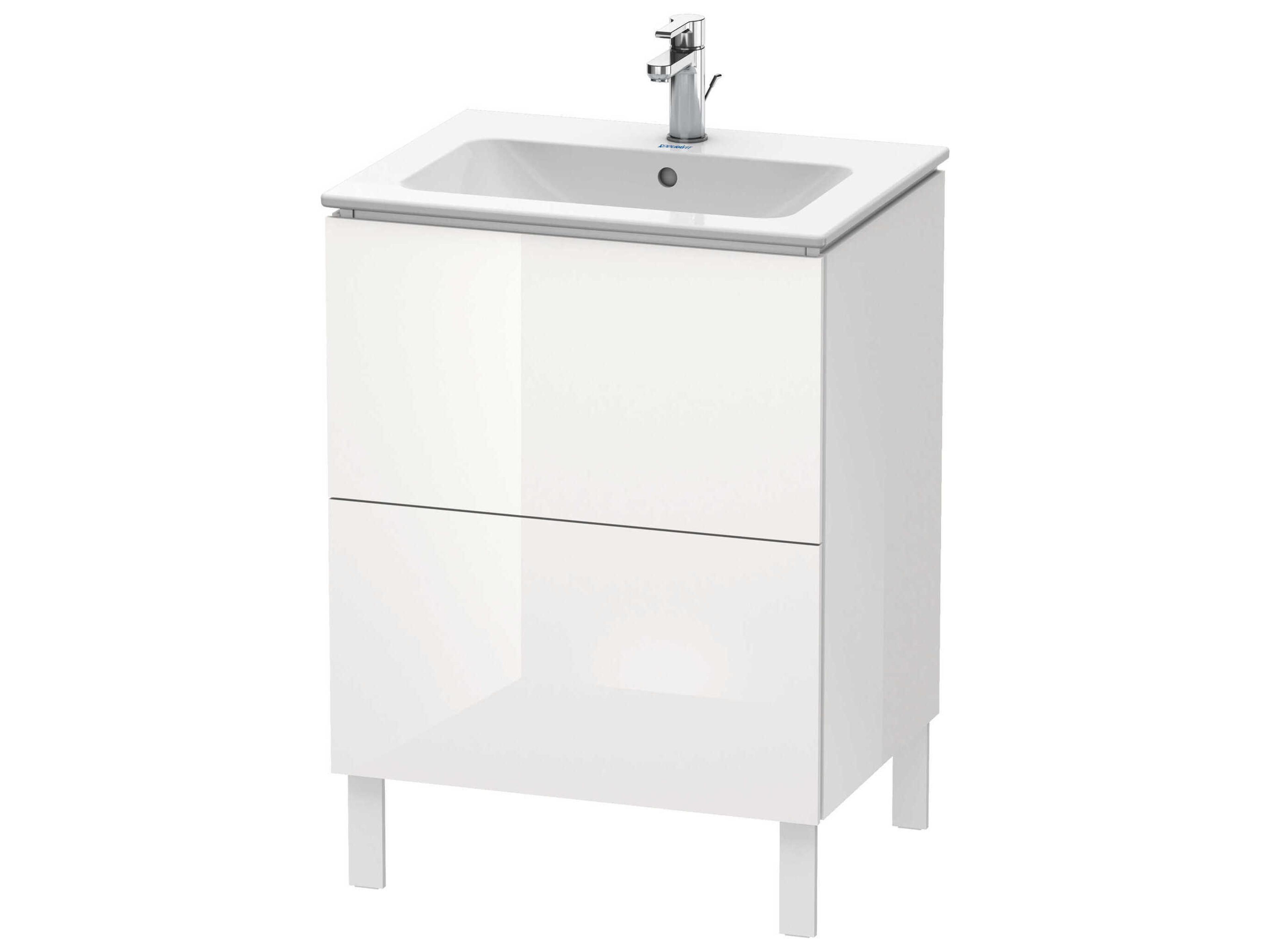 L-cube 24'' Two Drawer White High Gloss (Lacquer) Wall-Mounted Vanity Unit