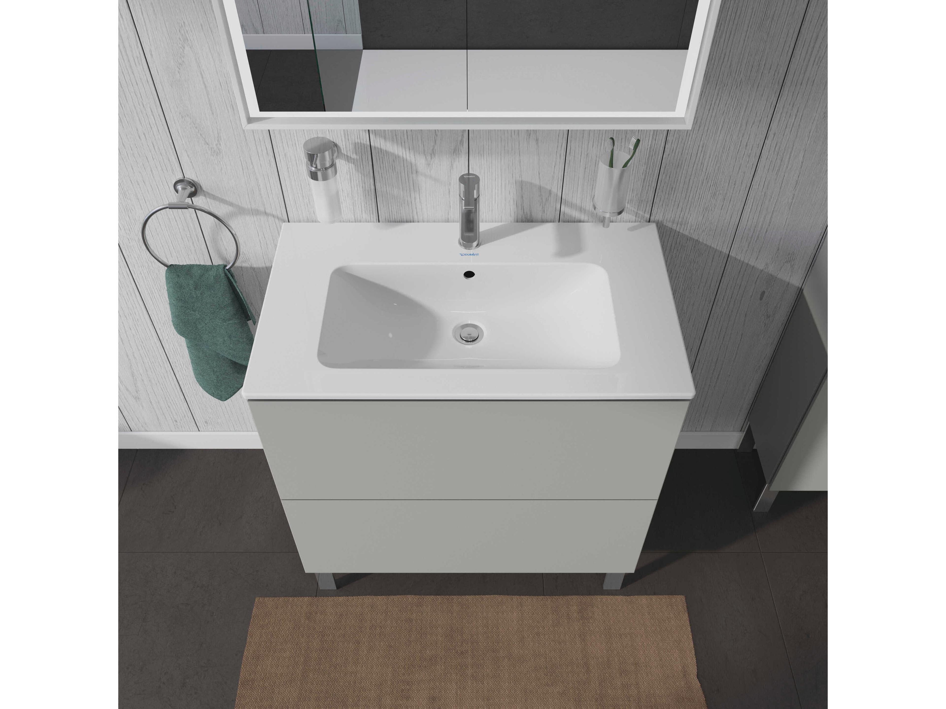 Duravit L-cube 32'' Two Drawer Concrete Gray Matt Wall-Mounted Vanity Unit