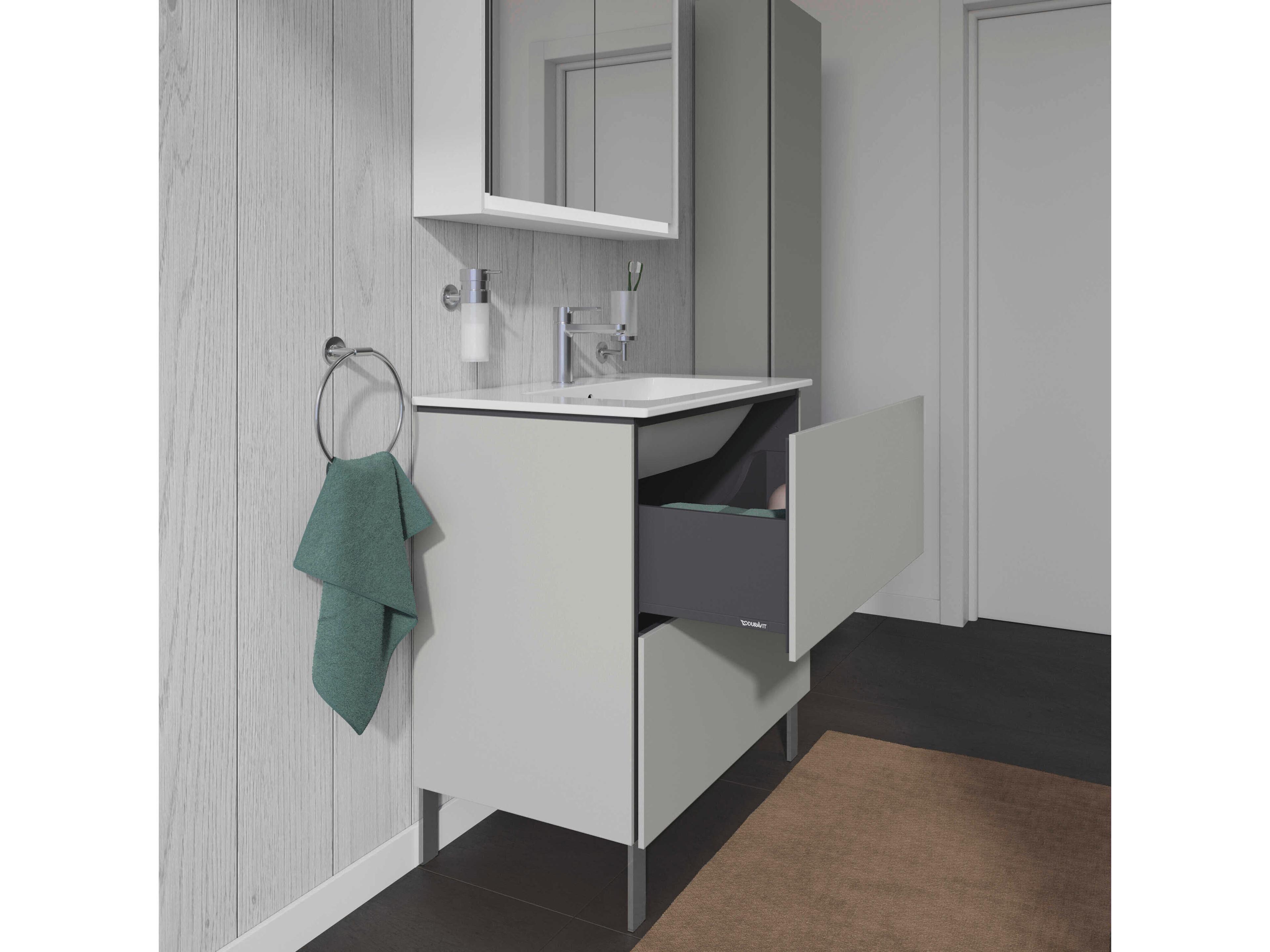 Duravit L-cube 32'' Two Drawer Concrete Gray Matt Wall-Mounted Vanity Unit