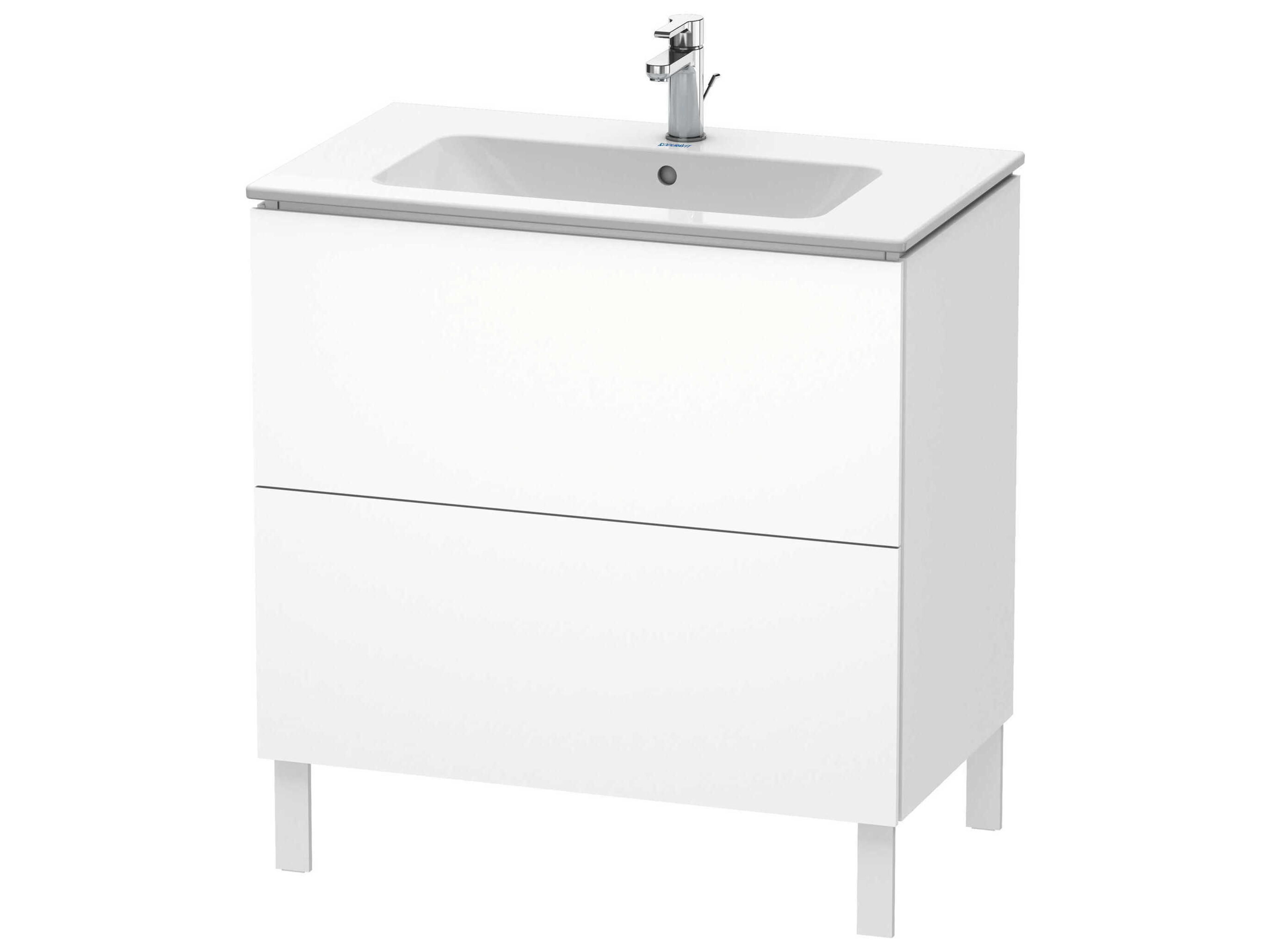 L-cube 32'' Two Drawer White Matt Wall-Mounted Vanity Unit