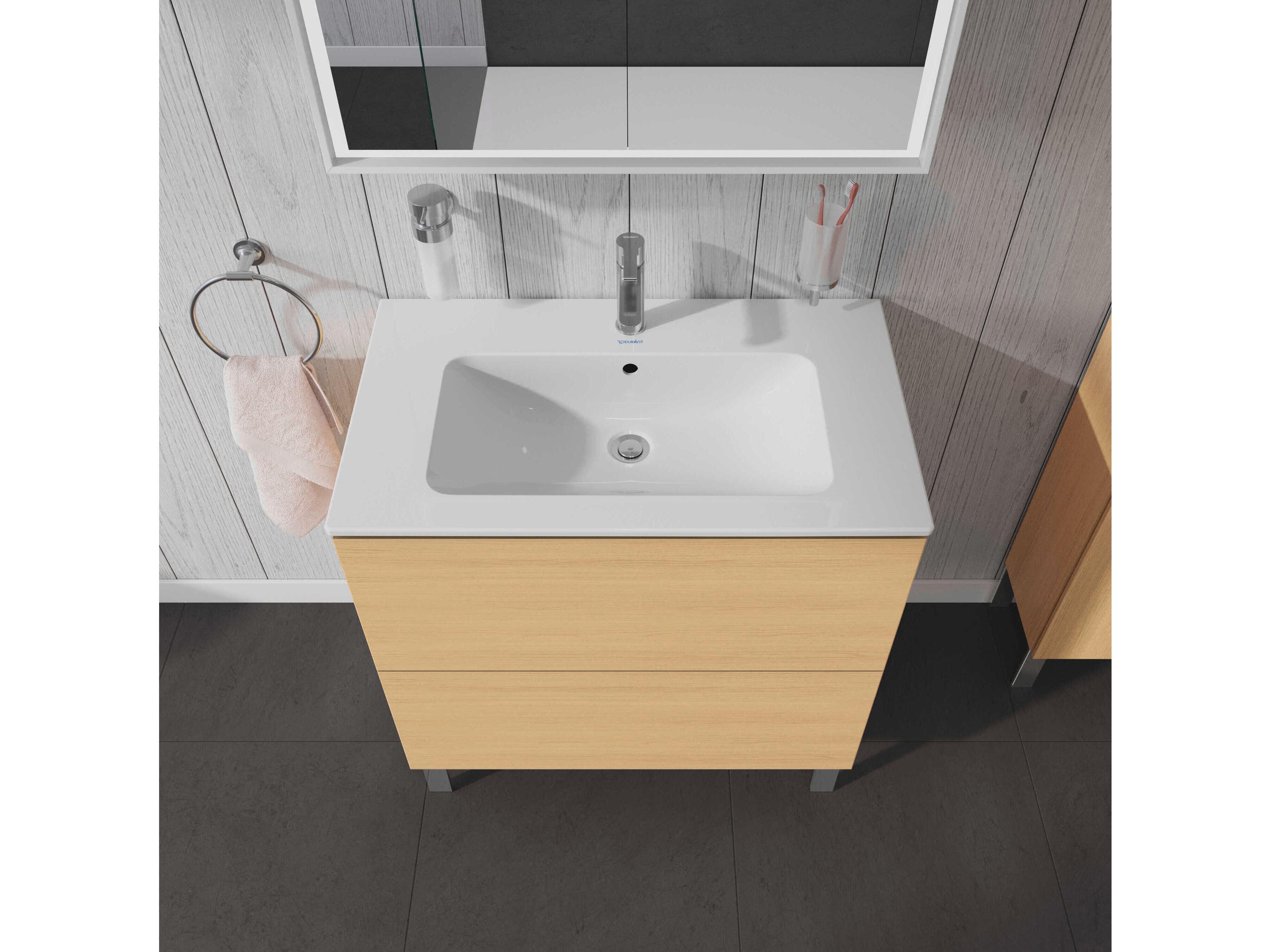 Duravit L-cube 32'' Two Drawer Natural Oak Matt Wall-Mounted Vanity Unit